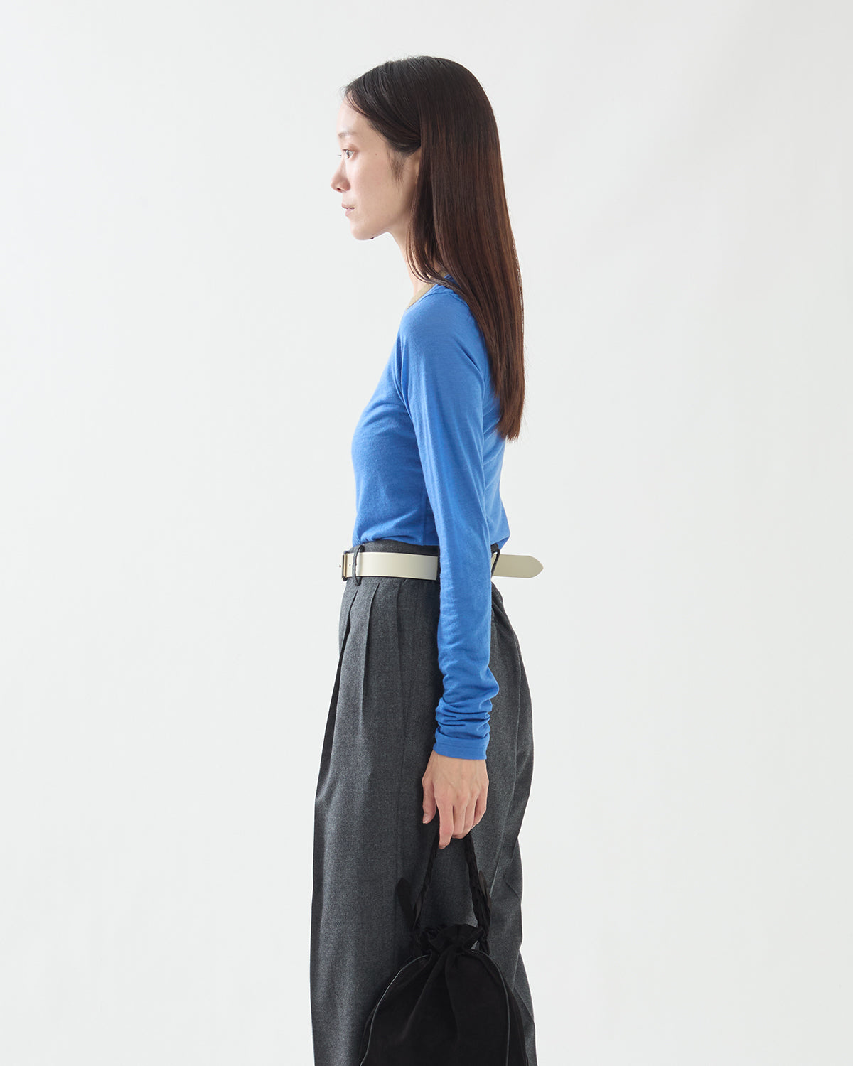 FLUFFY CASHMERE NYLON JERSEY RINGER L/S TEE