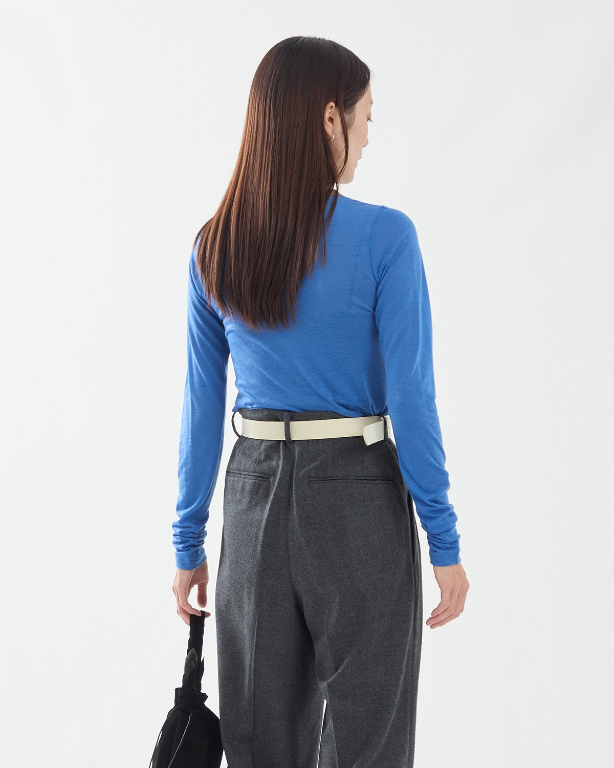 FLUFFY CASHMERE NYLON JERSEY RINGER L/S TEE