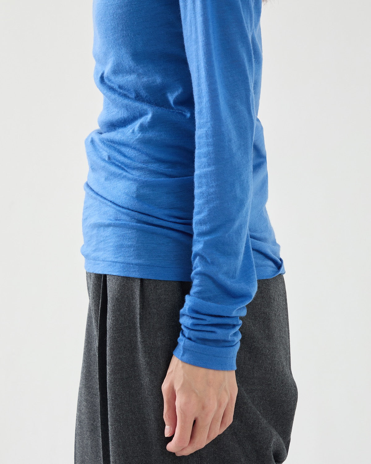 FLUFFY CASHMERE NYLON JERSEY RINGER L/S TEE