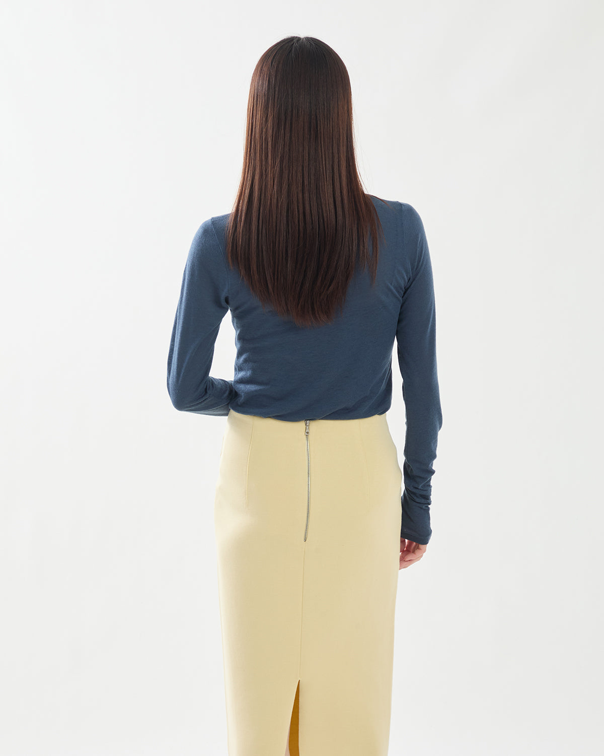 FLUFFY CASHMERE NYLON JERSEY RINGER L/S TEE