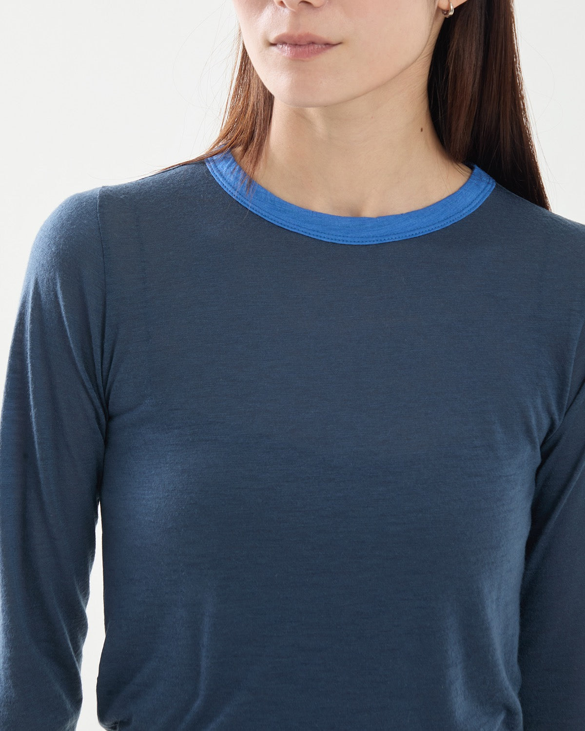 FLUFFY CASHMERE NYLON JERSEY RINGER L/S TEE