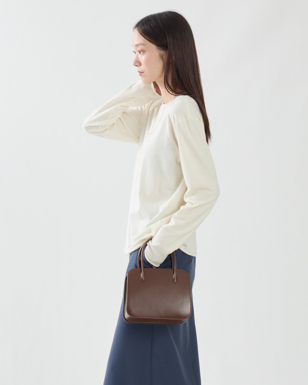 BRUSHED ORGANIC COTTON CASHMERE JERSEY L/S TEE