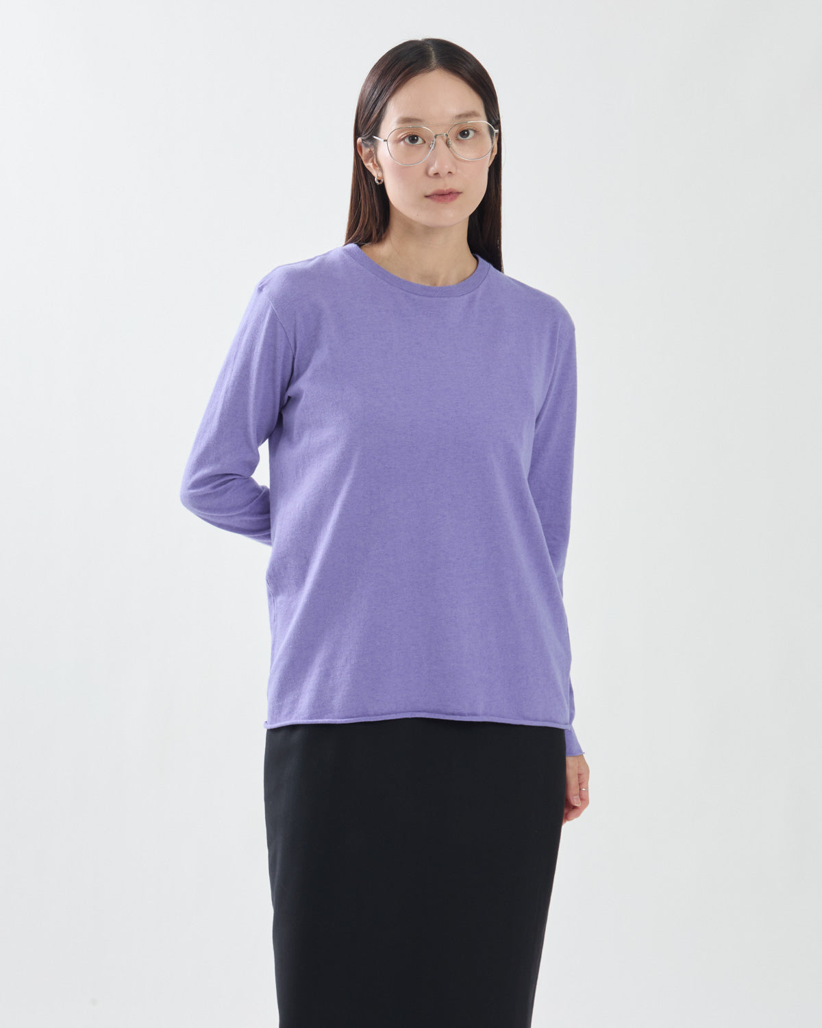 BRUSHED ORGANIC COTTON CASHMERE JERSEY L/S TEE
