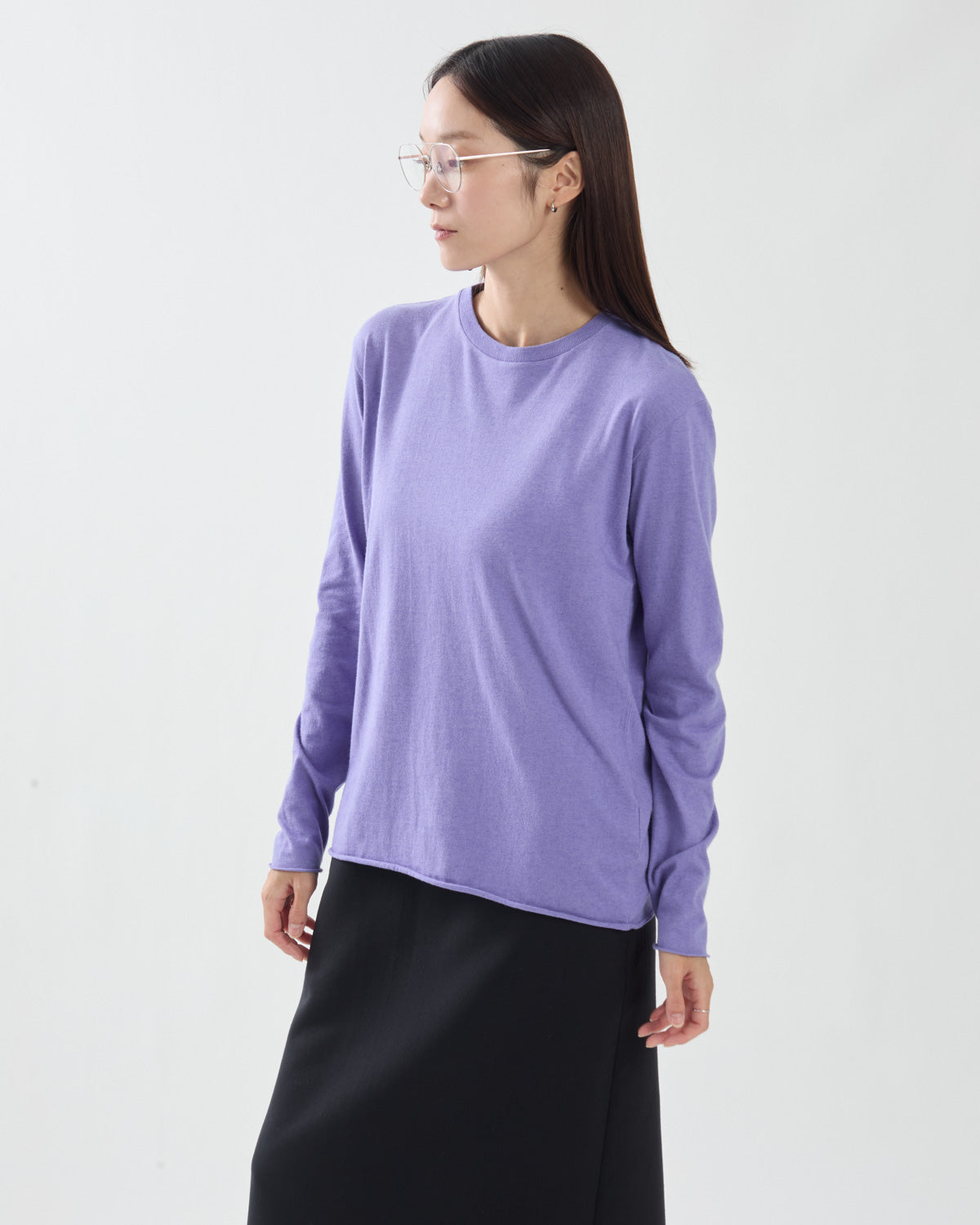 BRUSHED ORGANIC COTTON CASHMERE JERSEY L/S TEE