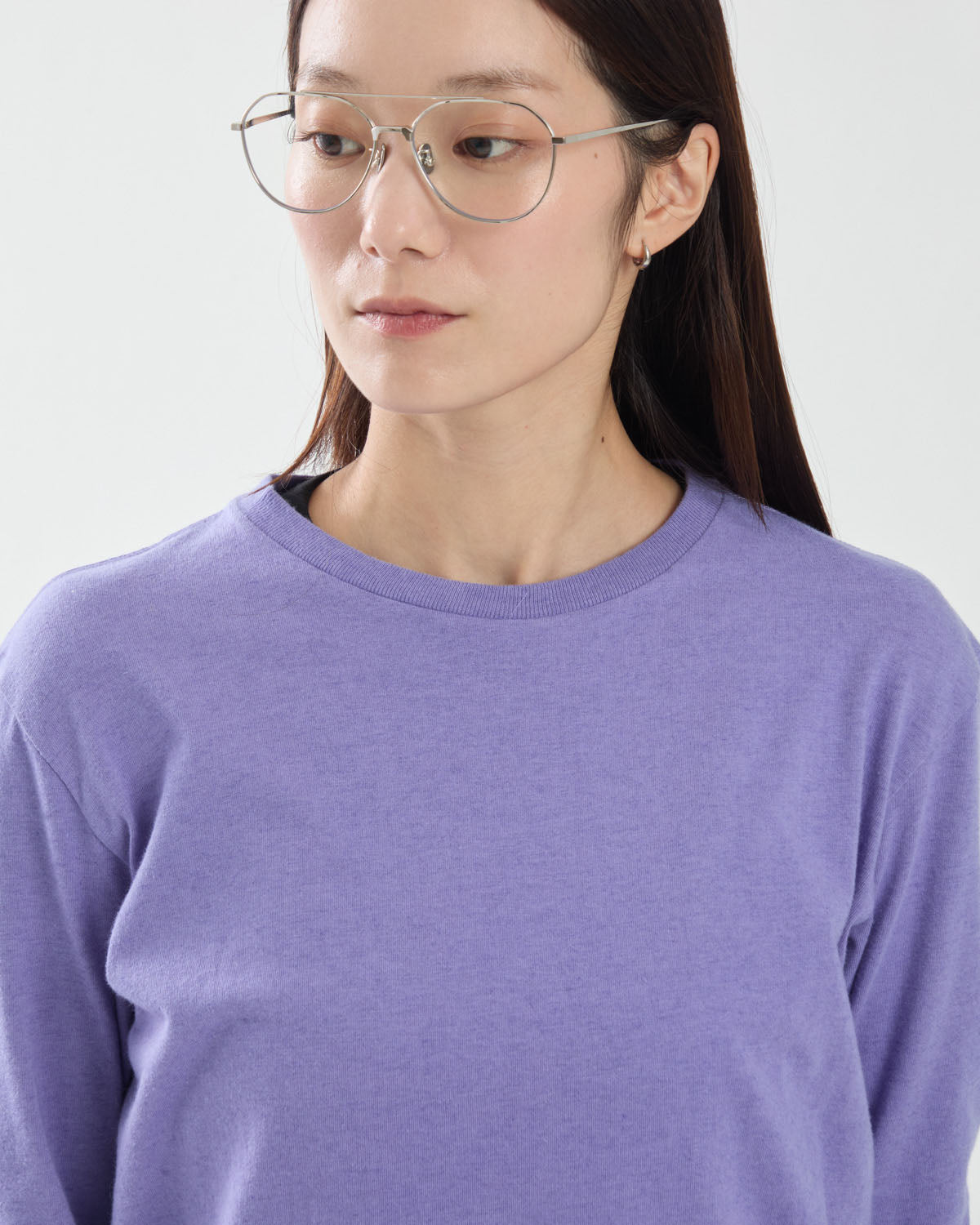 BRUSHED ORGANIC COTTON CASHMERE JERSEY L/S TEE
