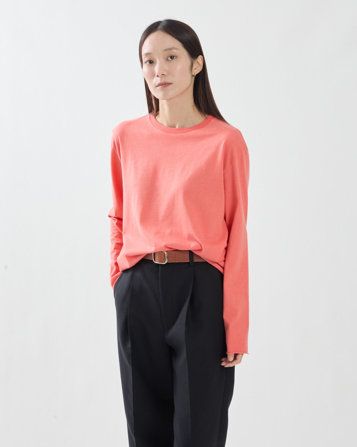 BRUSHED ORGANIC COTTON CASHMERE JERSEY L/S TEE