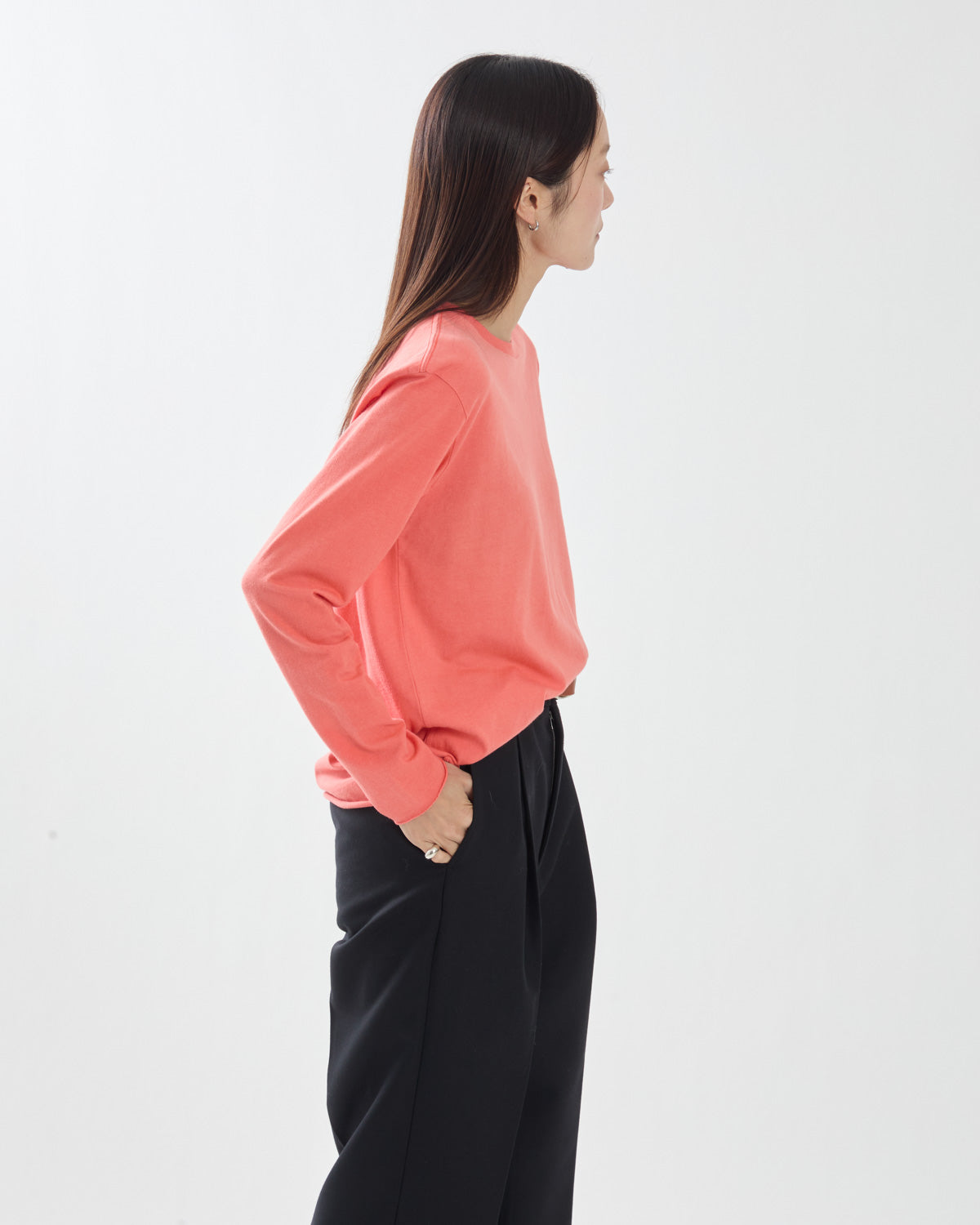 BRUSHED ORGANIC COTTON CASHMERE JERSEY L/S TEE