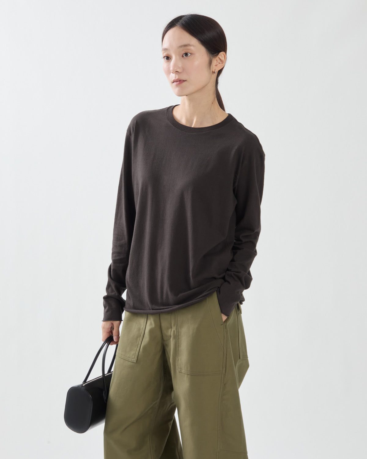 BRUSHED ORGANIC COTTON CASHMERE JERSEY L/S TEE