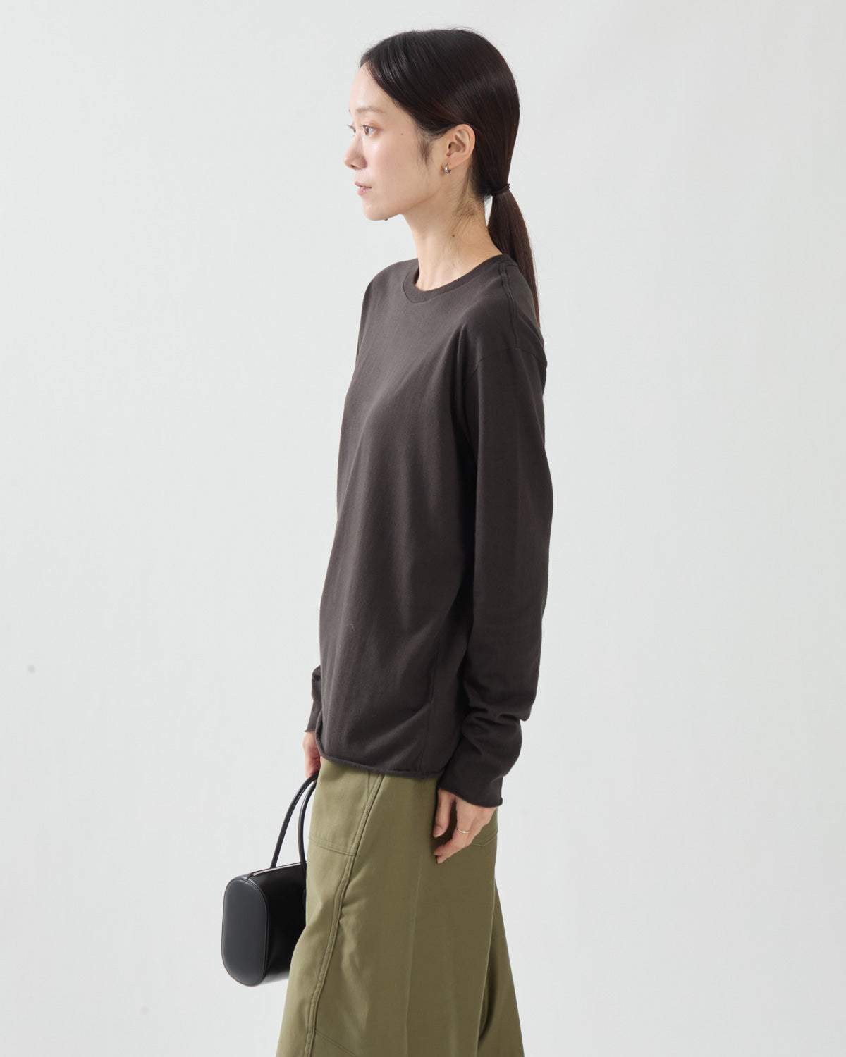 BRUSHED ORGANIC COTTON CASHMERE JERSEY L/S TEE