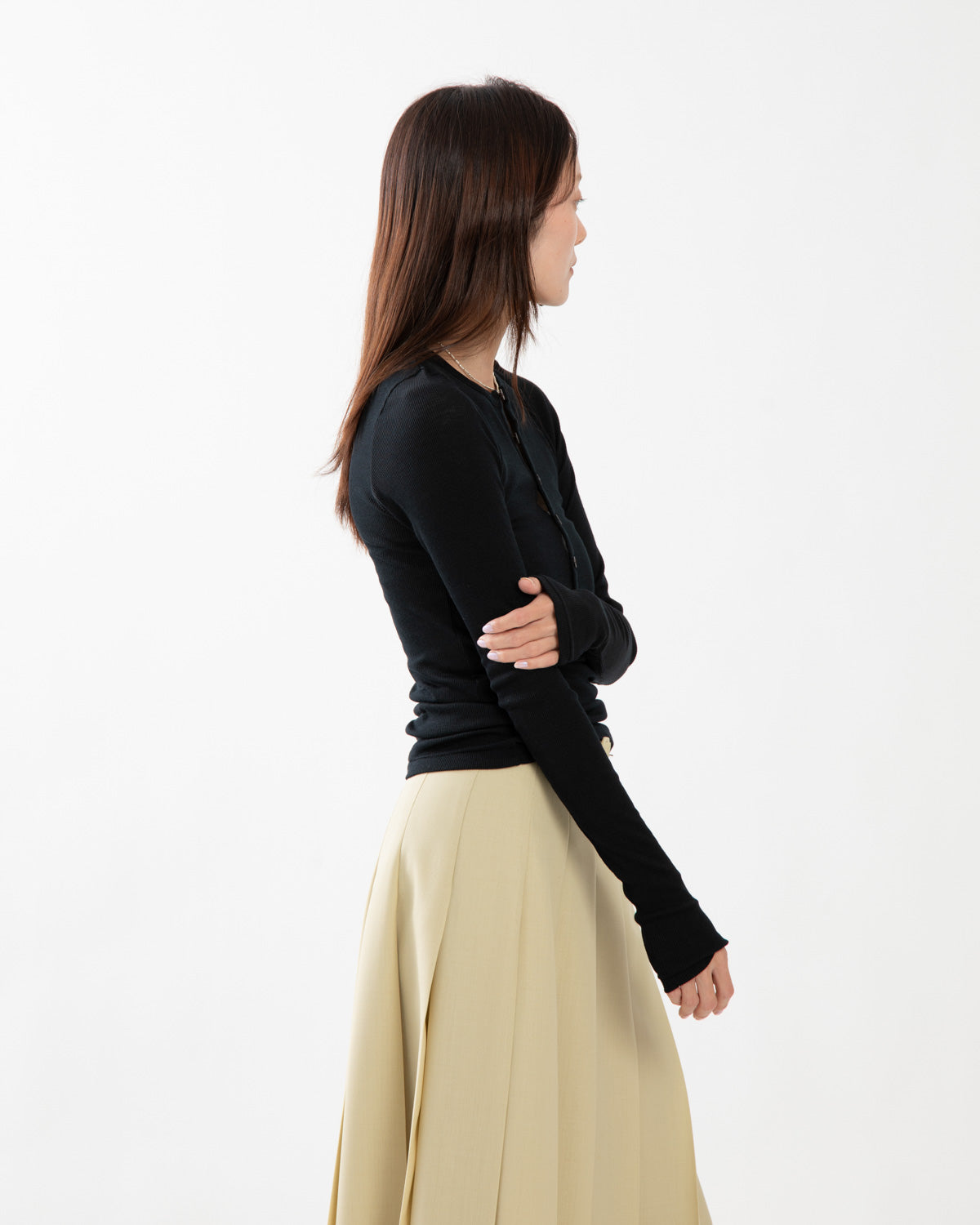 WOOL SILK SOFT RIB HENLEY