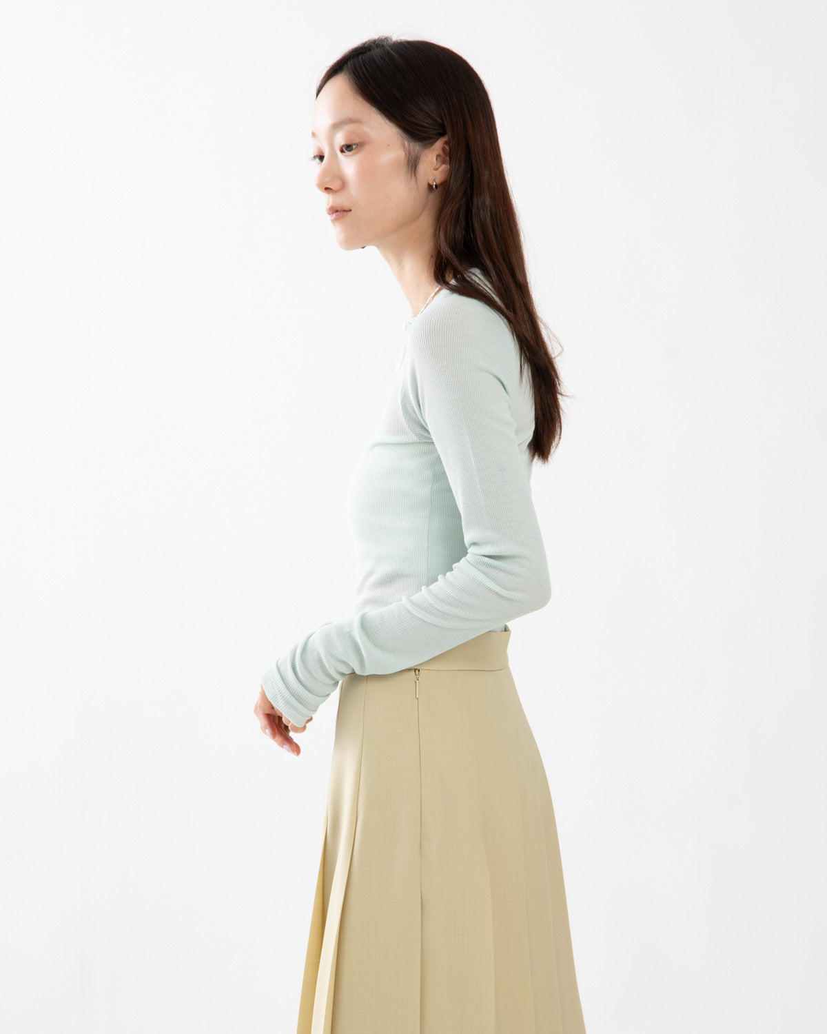 WOOL SILK SOFT RIB HENLEY