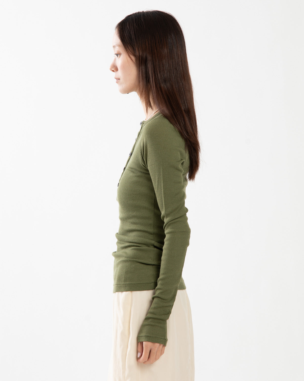 WOOL SILK SOFT RIB HENLEY