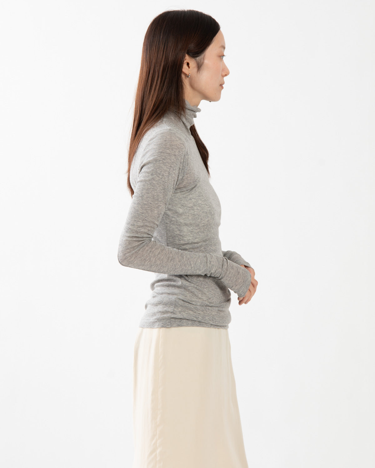 SUPER HIGH GAUGE SHEER RIB TURTLE NECK L/S TEE