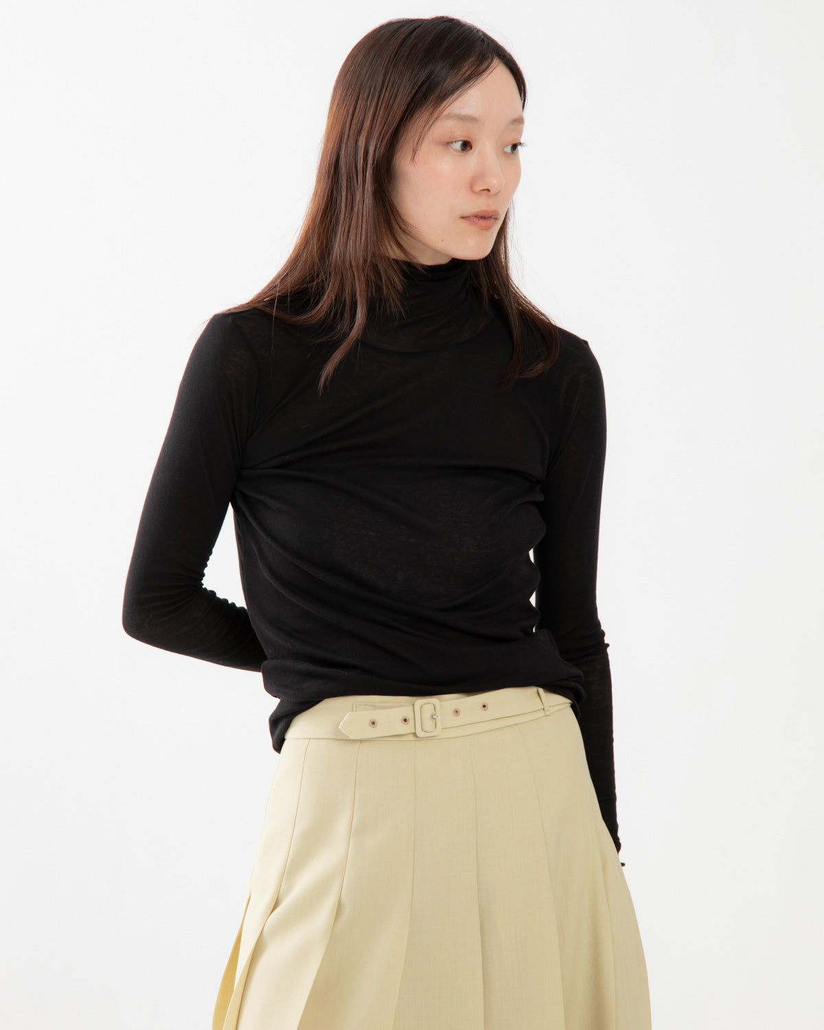 SUPER HIGH GAUGE SHEER RIB TURTLE NECK L/S TEE