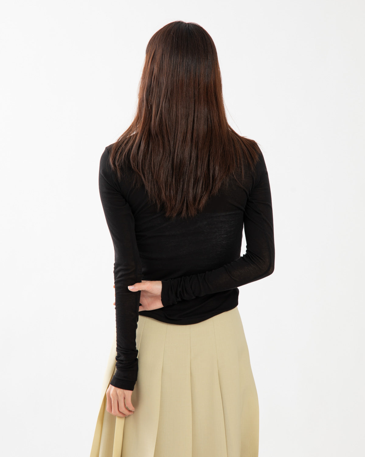 SUPER HIGH GAUGE SHEER RIB TURTLE NECK L/S TEE