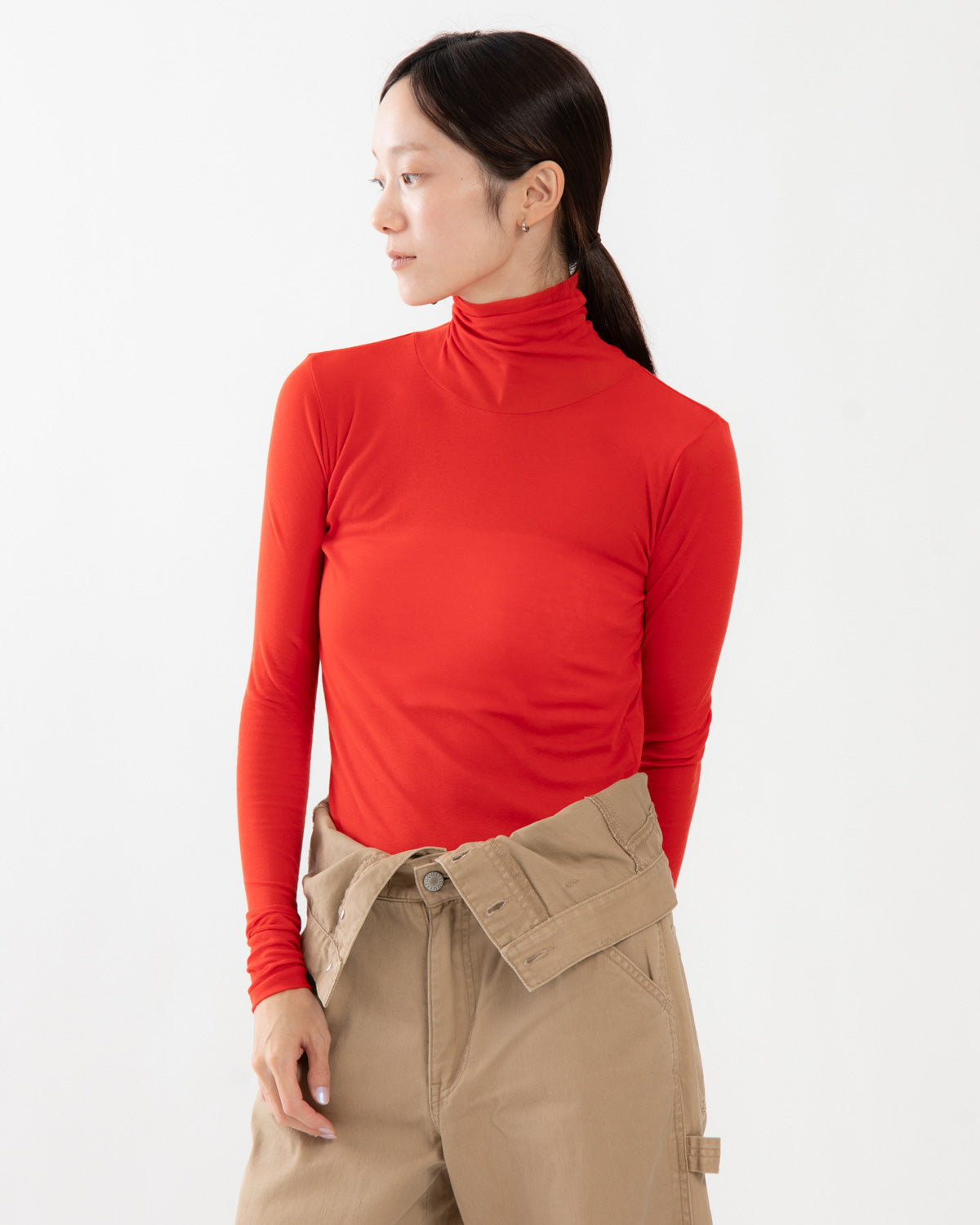 SUPER HIGH GAUGE SHEER RIB TURTLE NECK L/S TEE