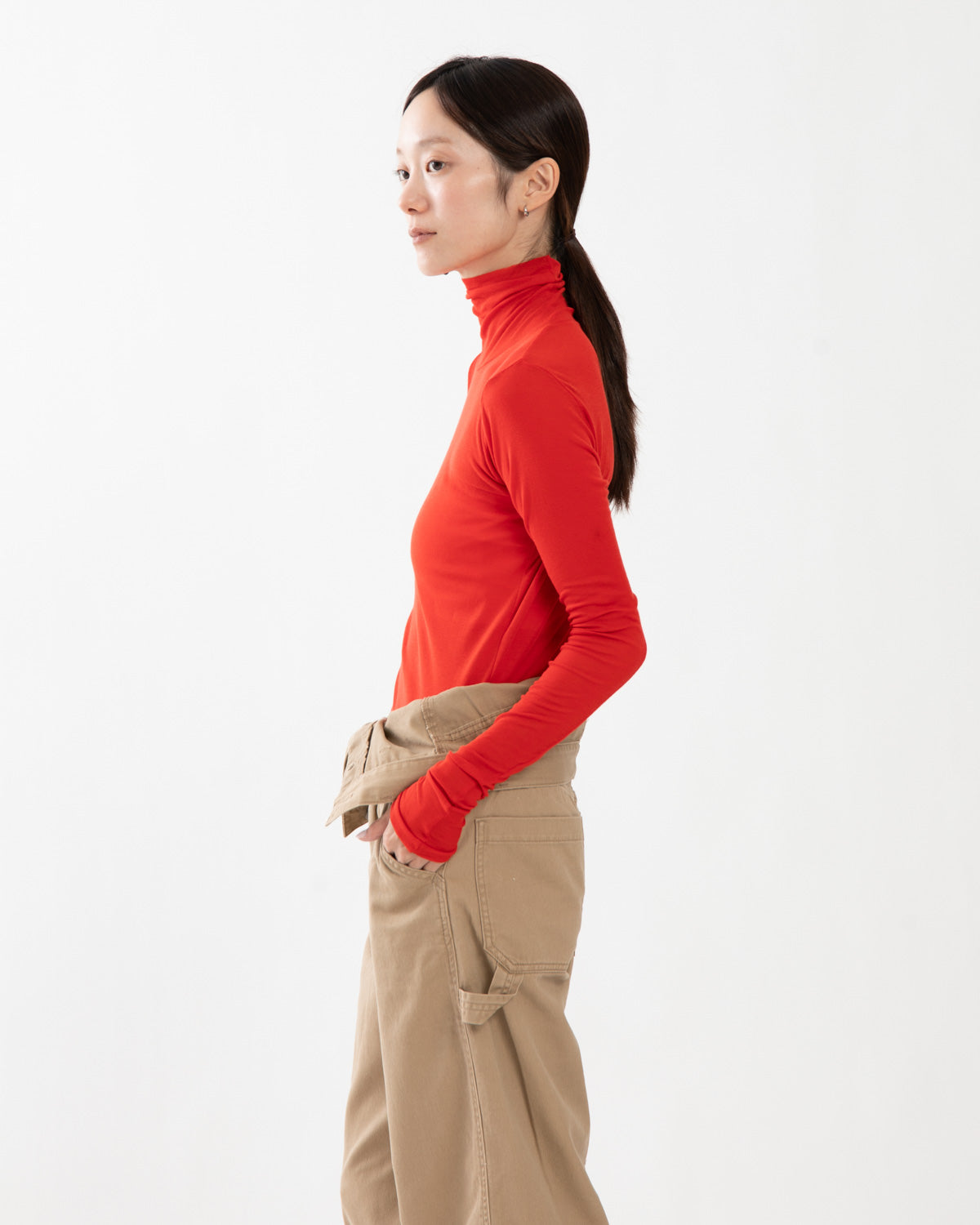 SUPER HIGH GAUGE SHEER RIB TURTLE NECK L/S TEE