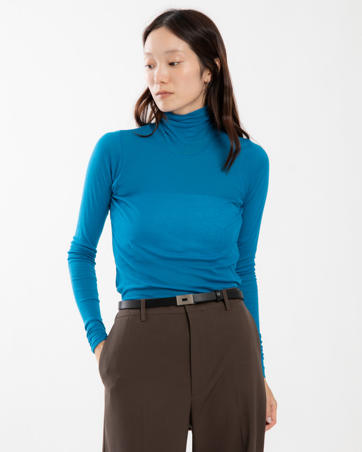 SUPER HIGH GAUGE SHEER RIB TURTLE NECK L/S TEE
