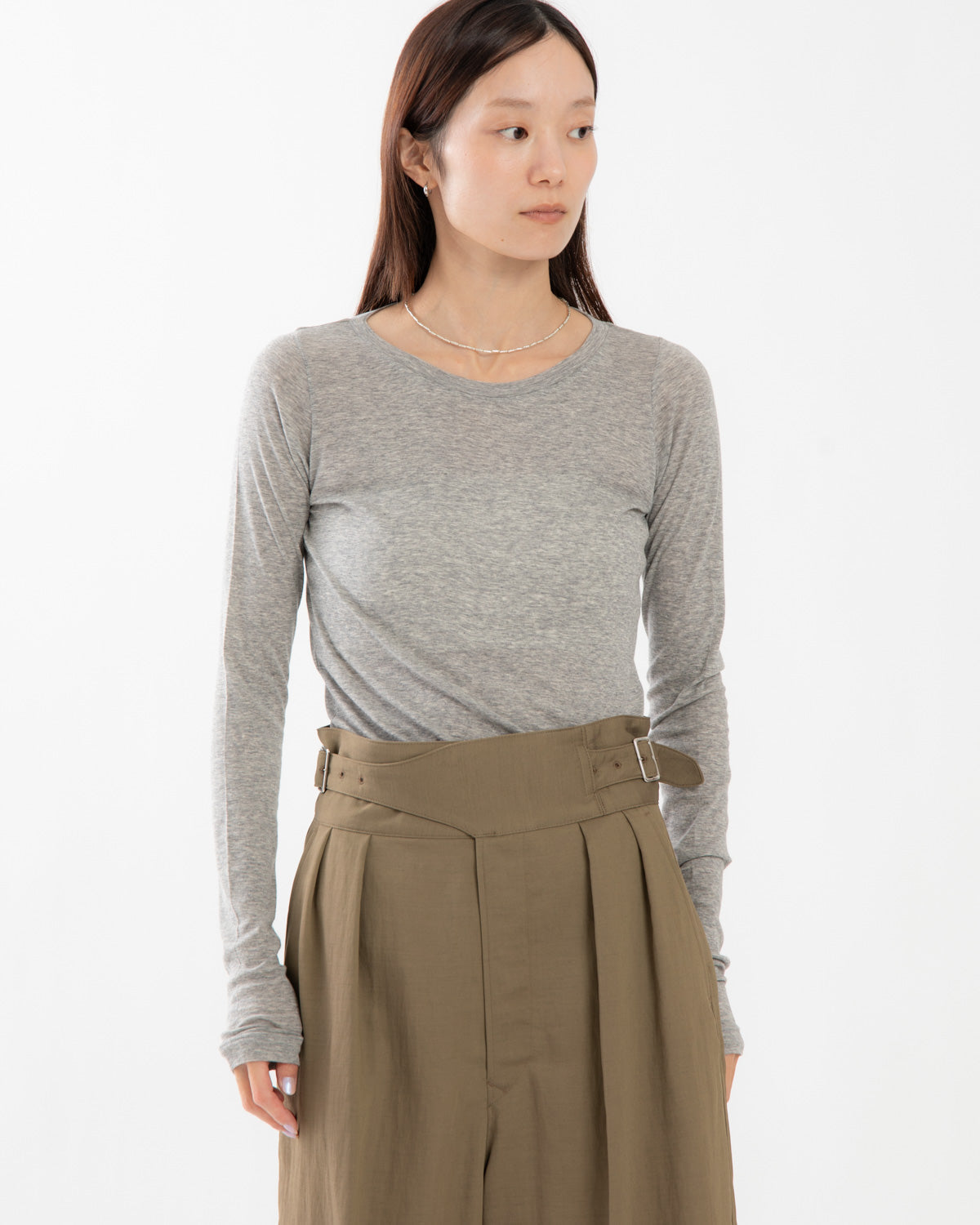 SUPER HIGH GAUGE SHEER RIB WIDE-NECK L/S TEE
