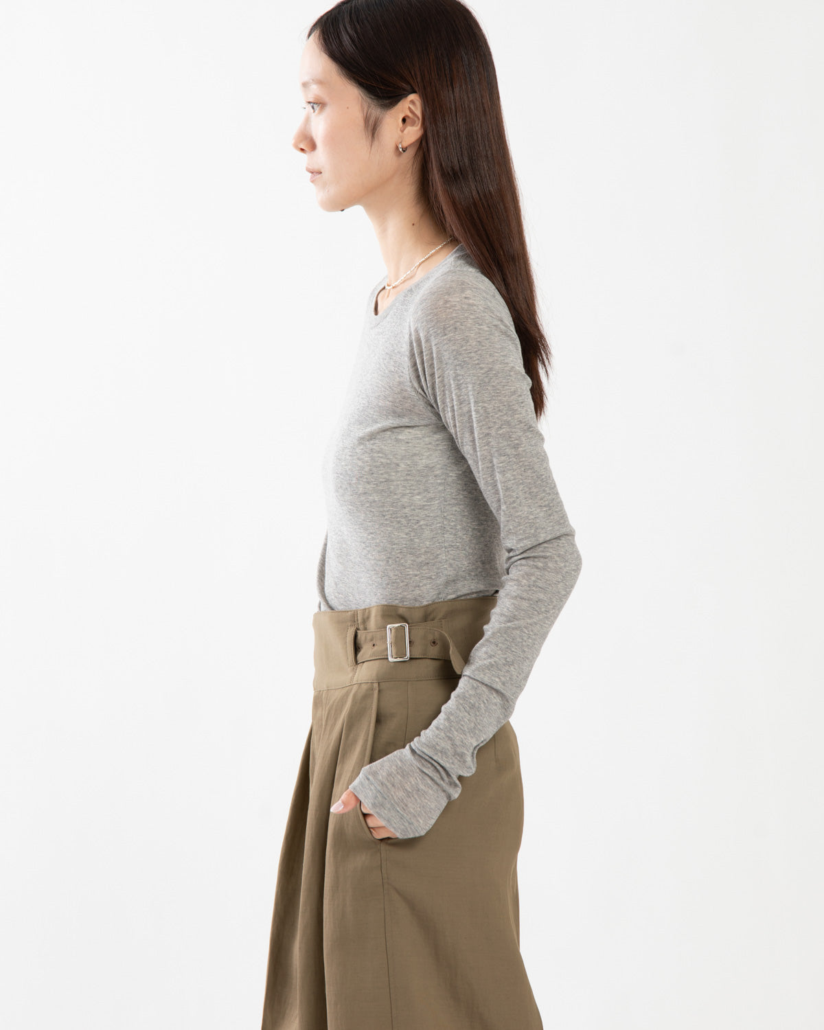 SUPER HIGH GAUGE SHEER RIB WIDE-NECK L/S TEE