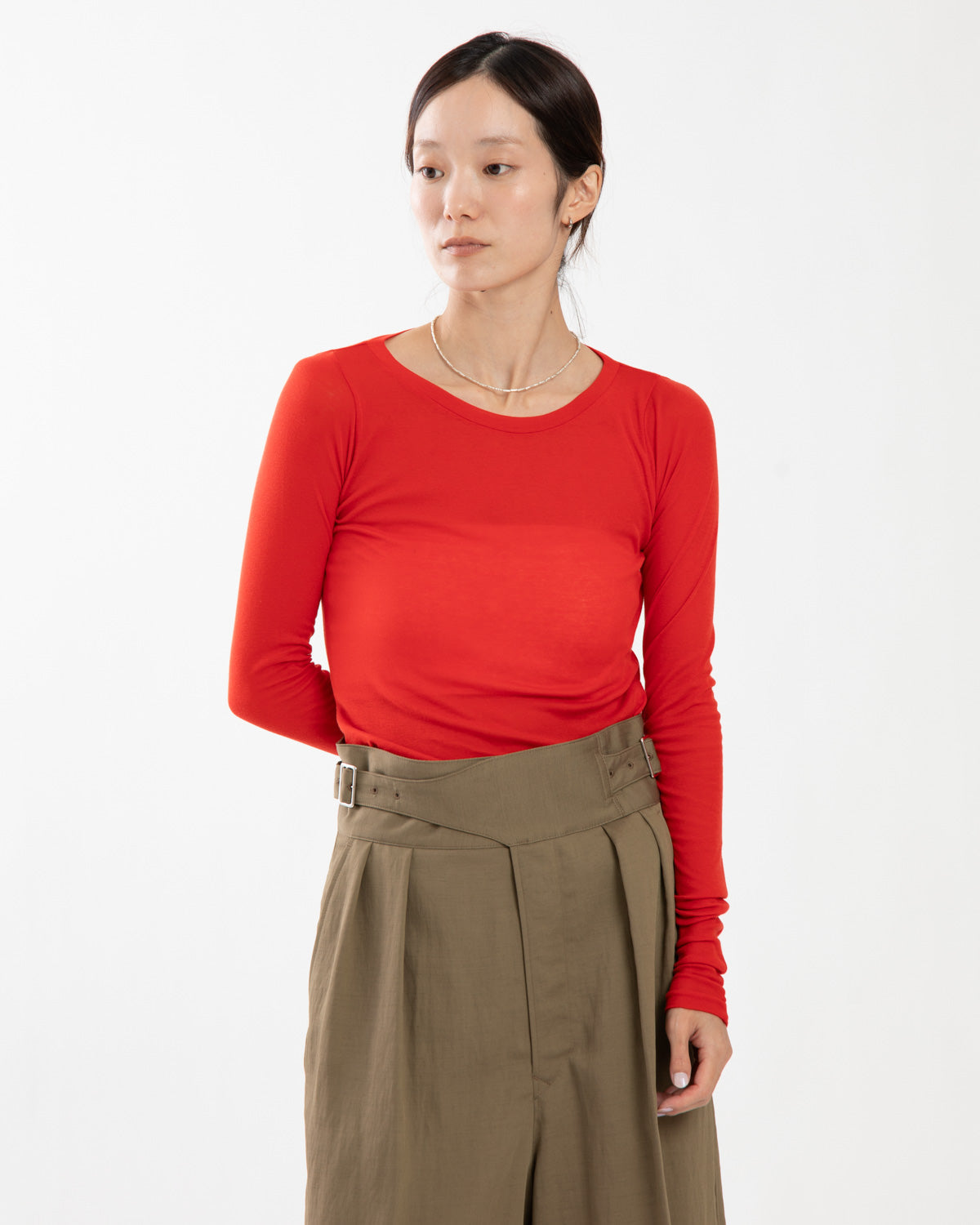 SUPER HIGH GAUGE SHEER RIB WIDE-NECK L/S TEE