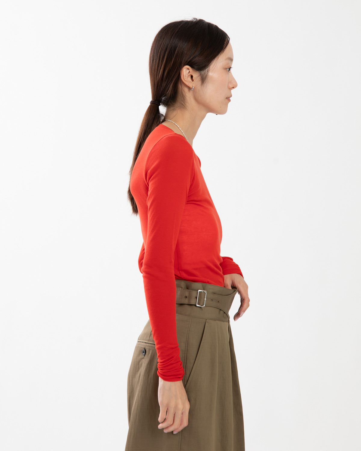 SUPER HIGH GAUGE SHEER RIB WIDE-NECK L/S TEE
