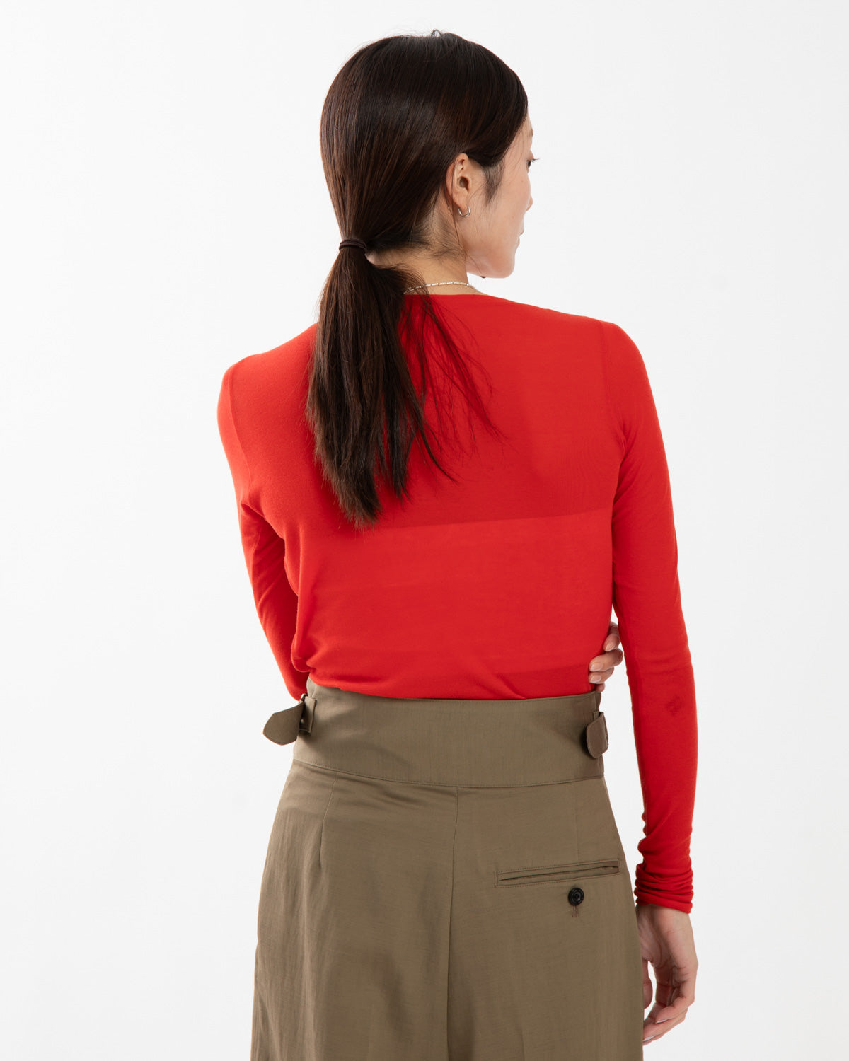 SUPER HIGH GAUGE SHEER RIB WIDE-NECK L/S TEE