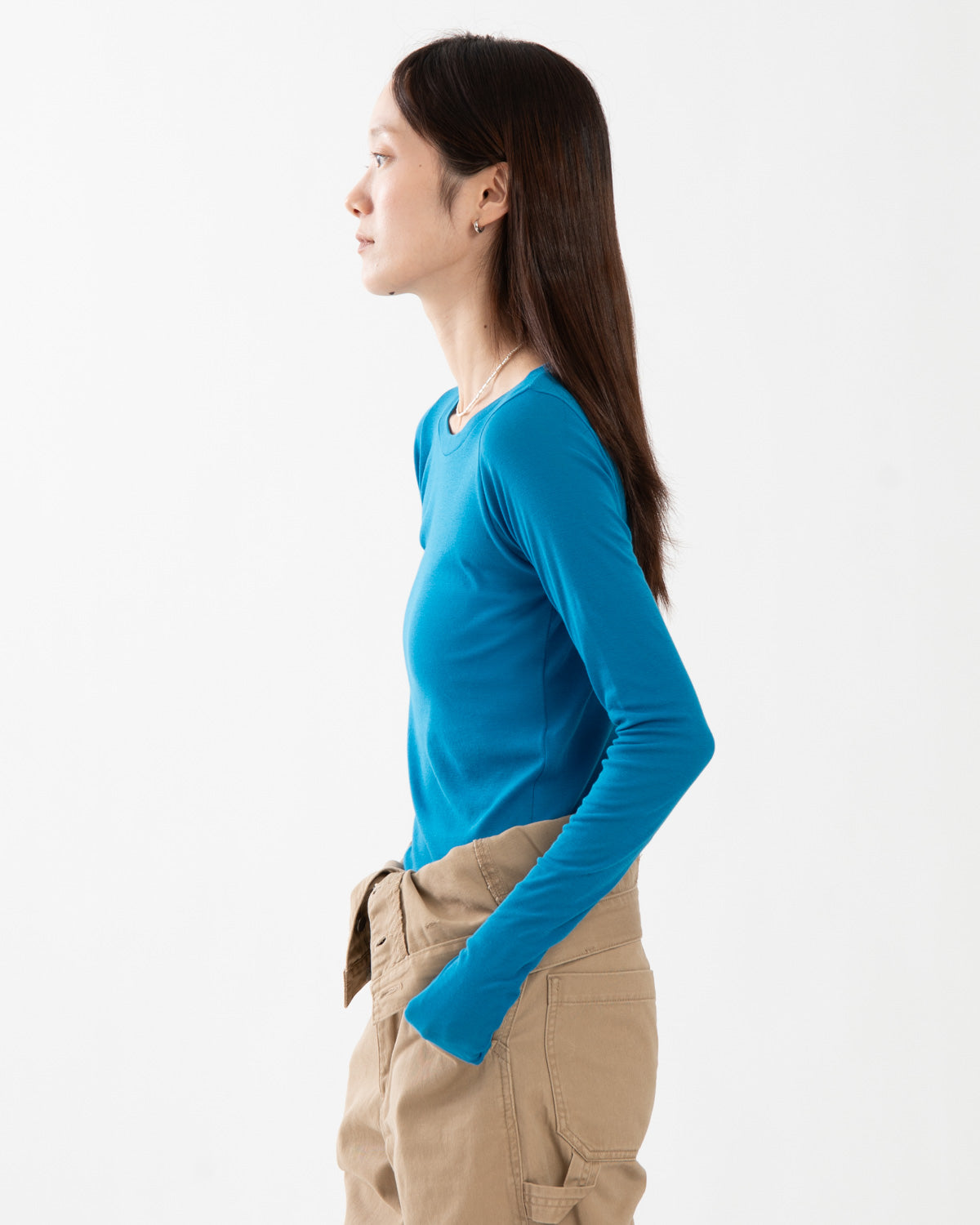 SUPER HIGH GAUGE SHEER RIB WIDE-NECK L/S TEE