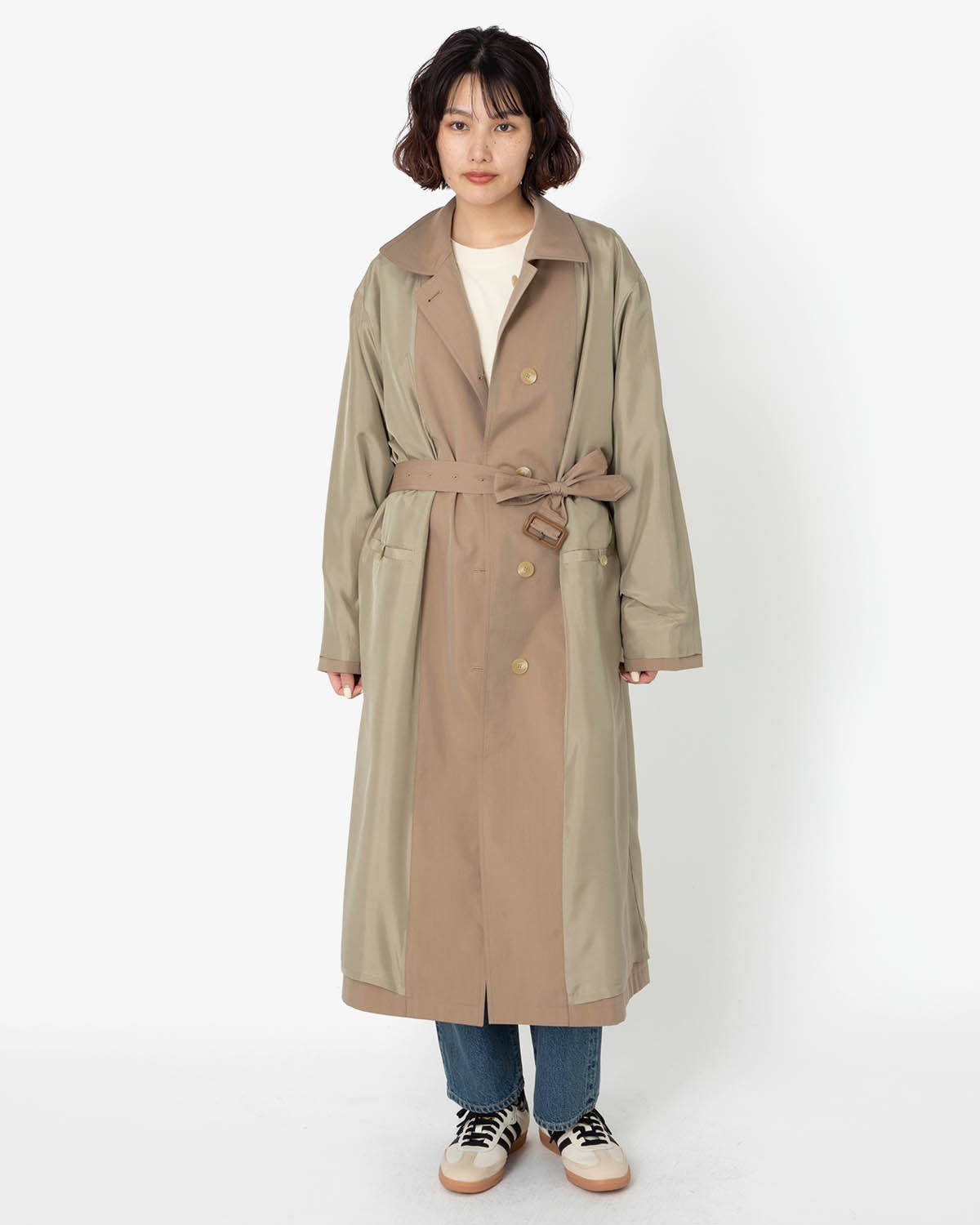 FINX POLYESTER WEATHER CHAMBRAY SOUTIEN COLLAR COAT (WOMEN'S)