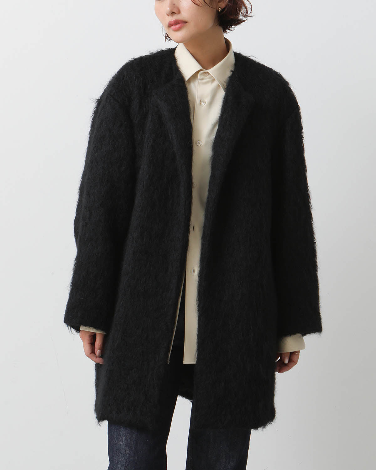 BRUSHED MOHAIR SHAGGY COAT