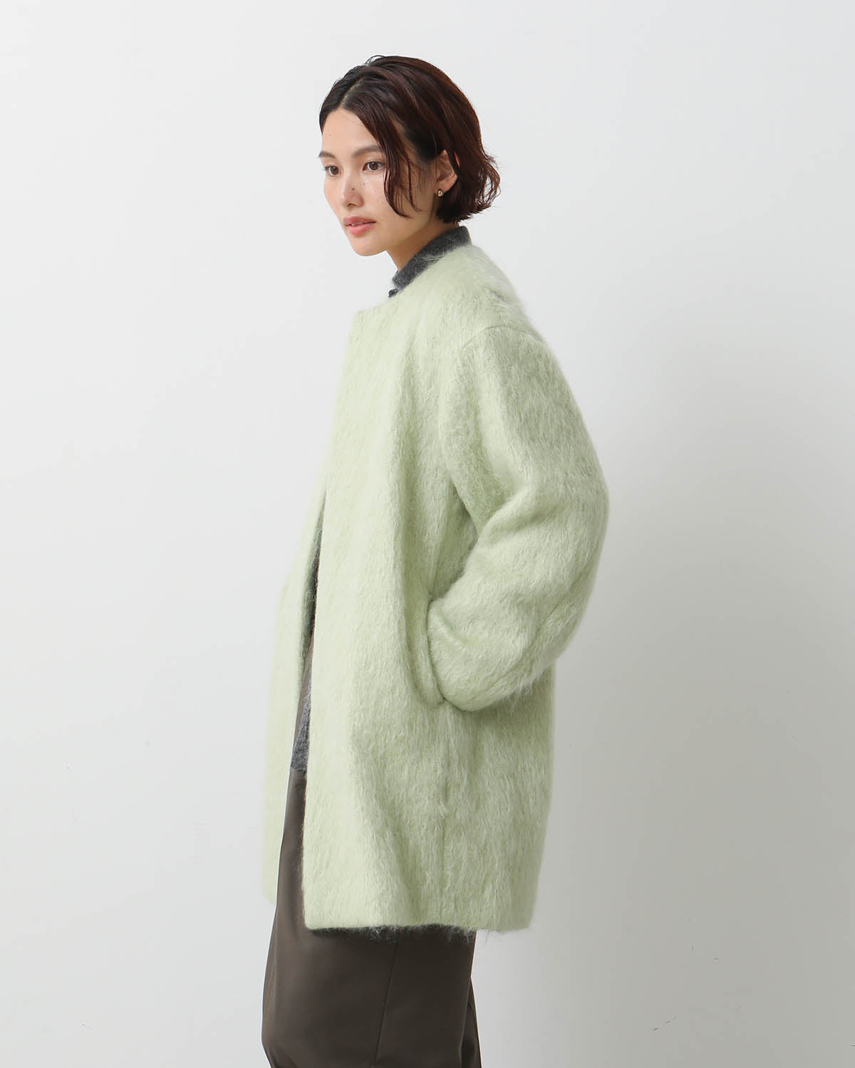 BRUSHED MOHAIR SHAGGY COAT