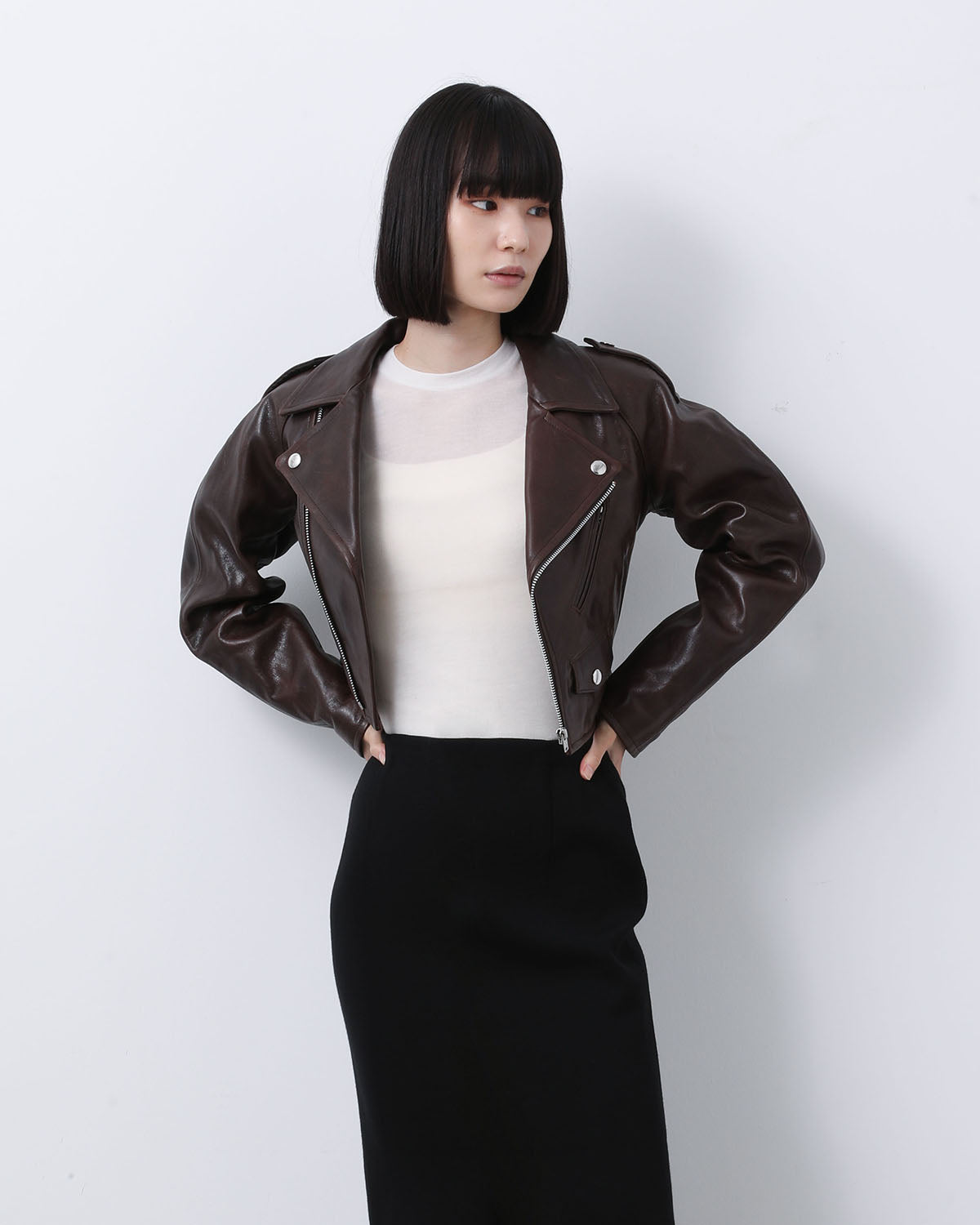 HEAVY LAMB LEATHER CROPPED RIDERS JACKET (WOMEN'S)