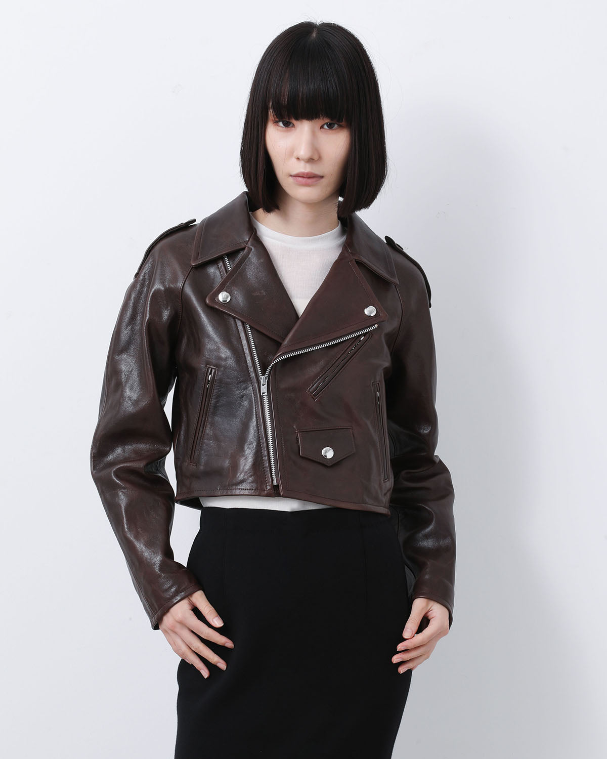 HEAVY LAMB LEATHER CROPPED RIDERS JACKET (WOMEN'S)