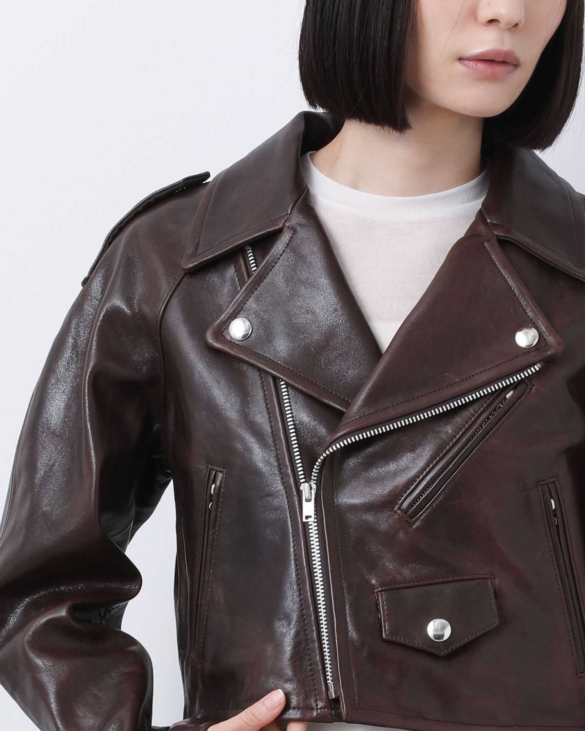 HEAVY LAMB LEATHER CROPPED RIDERS JACKET (WOMEN'S)