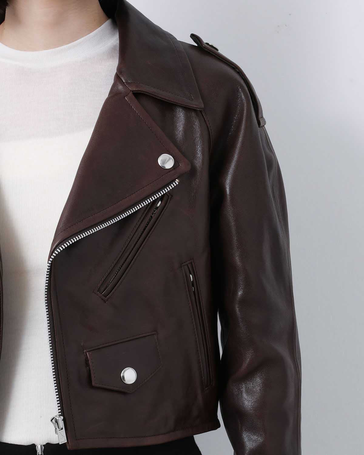 HEAVY LAMB LEATHER CROPPED RIDERS JACKET (WOMEN'S)