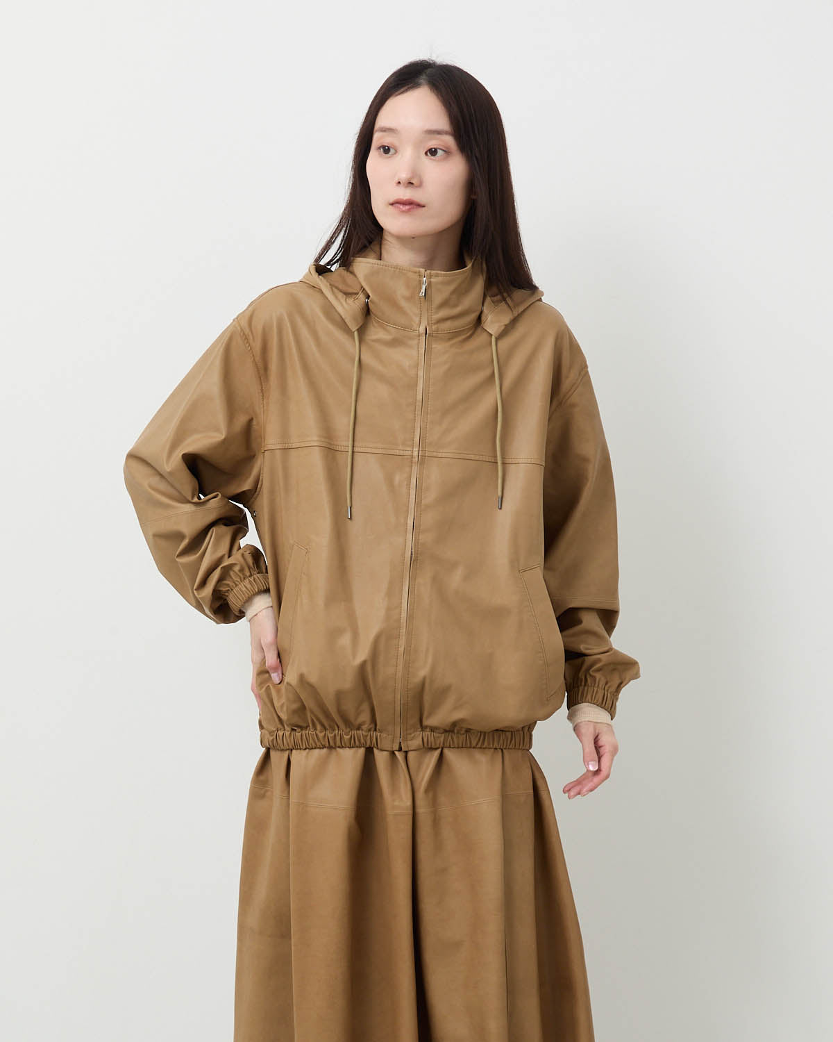 FINE BABY CALF HOODED BLOUSON (WOMEN'S)