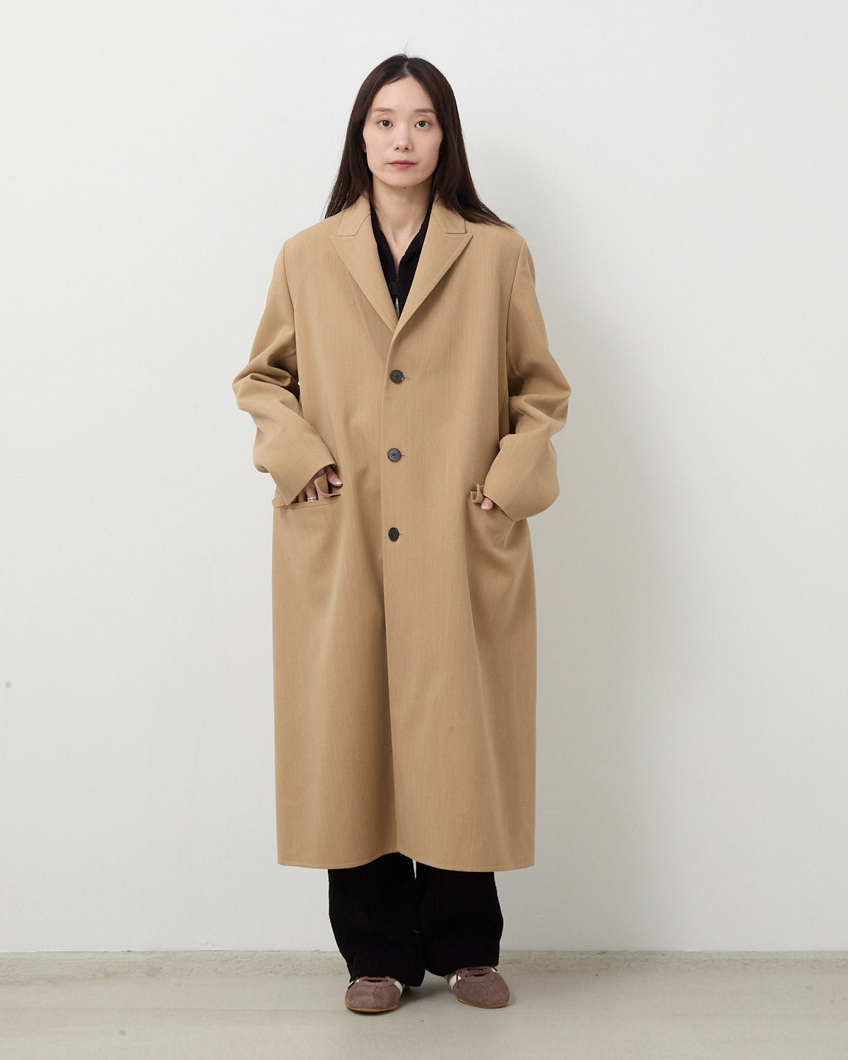STRUCTURED WOOL GABARDINE HAND SEWN COAT (WOMEN'S)