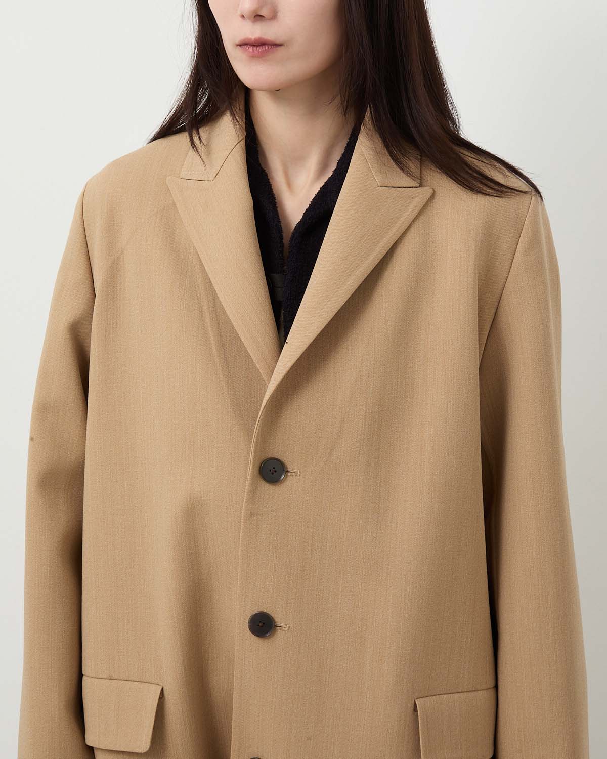 STRUCTURED WOOL GABARDINE HAND SEWN COAT (WOMEN'S)