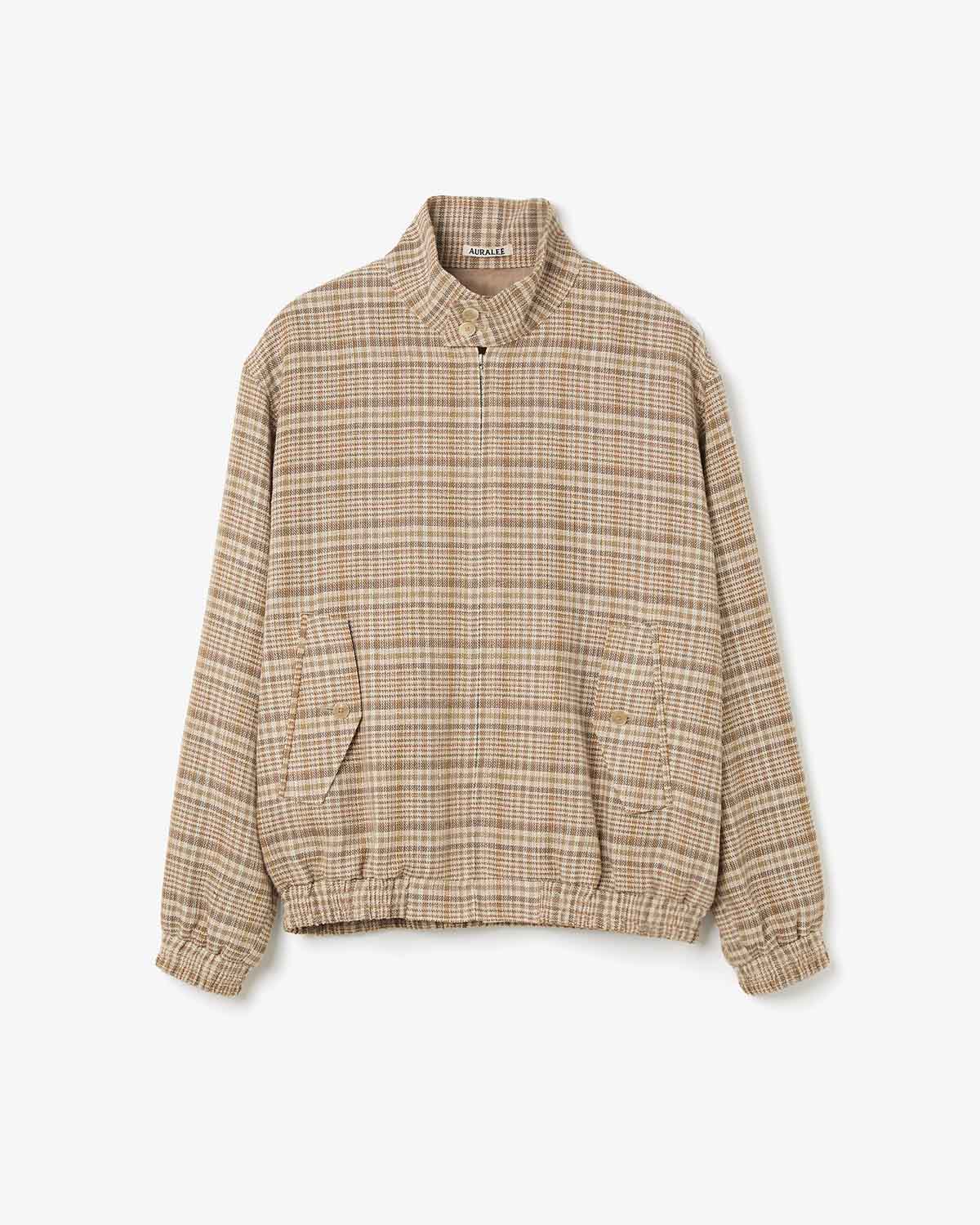 SILK LINEN NEP CHECK ZIP BLOUSON (WOMEN'S)