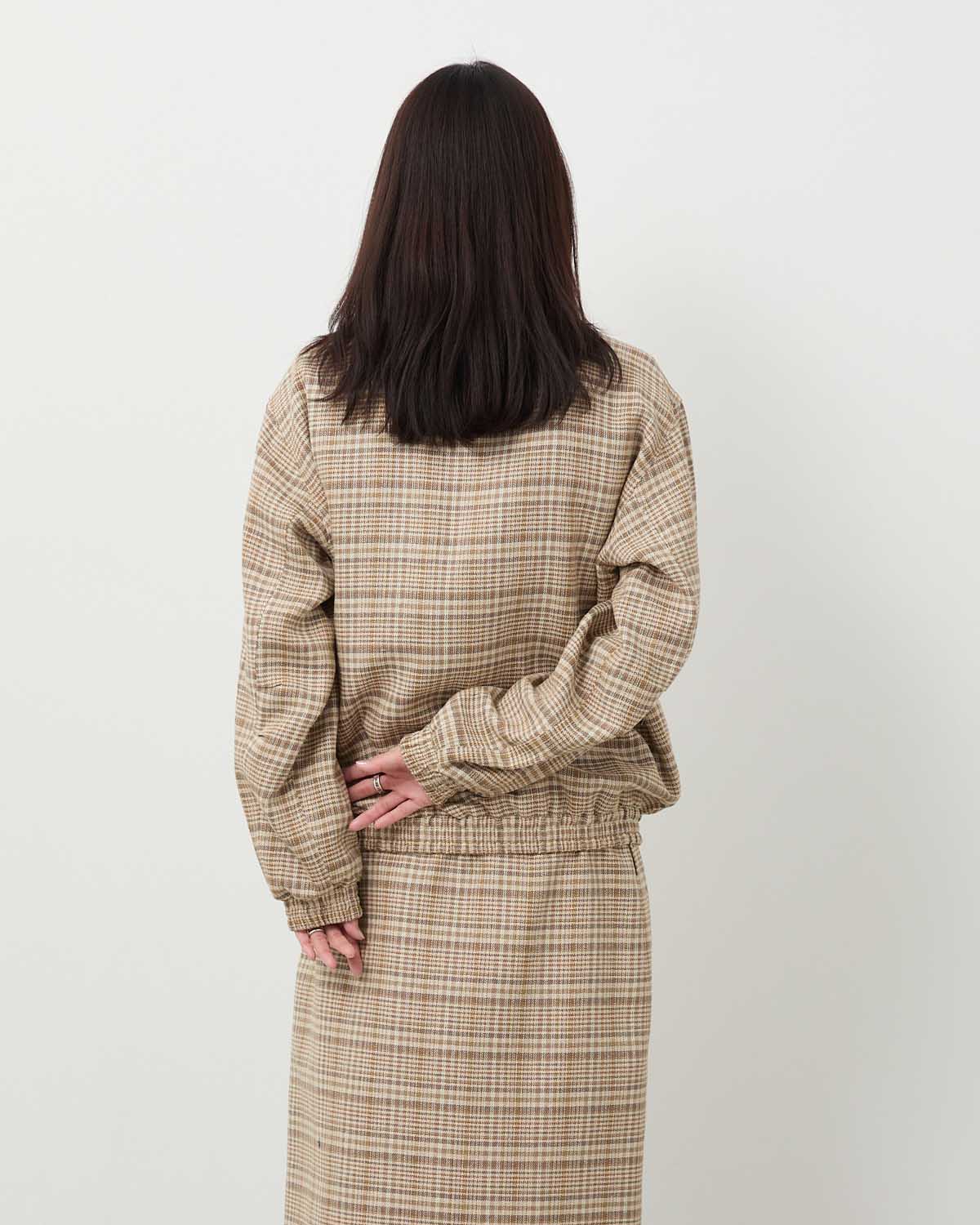 SILK LINEN NEP CHECK ZIP BLOUSON (WOMEN'S)