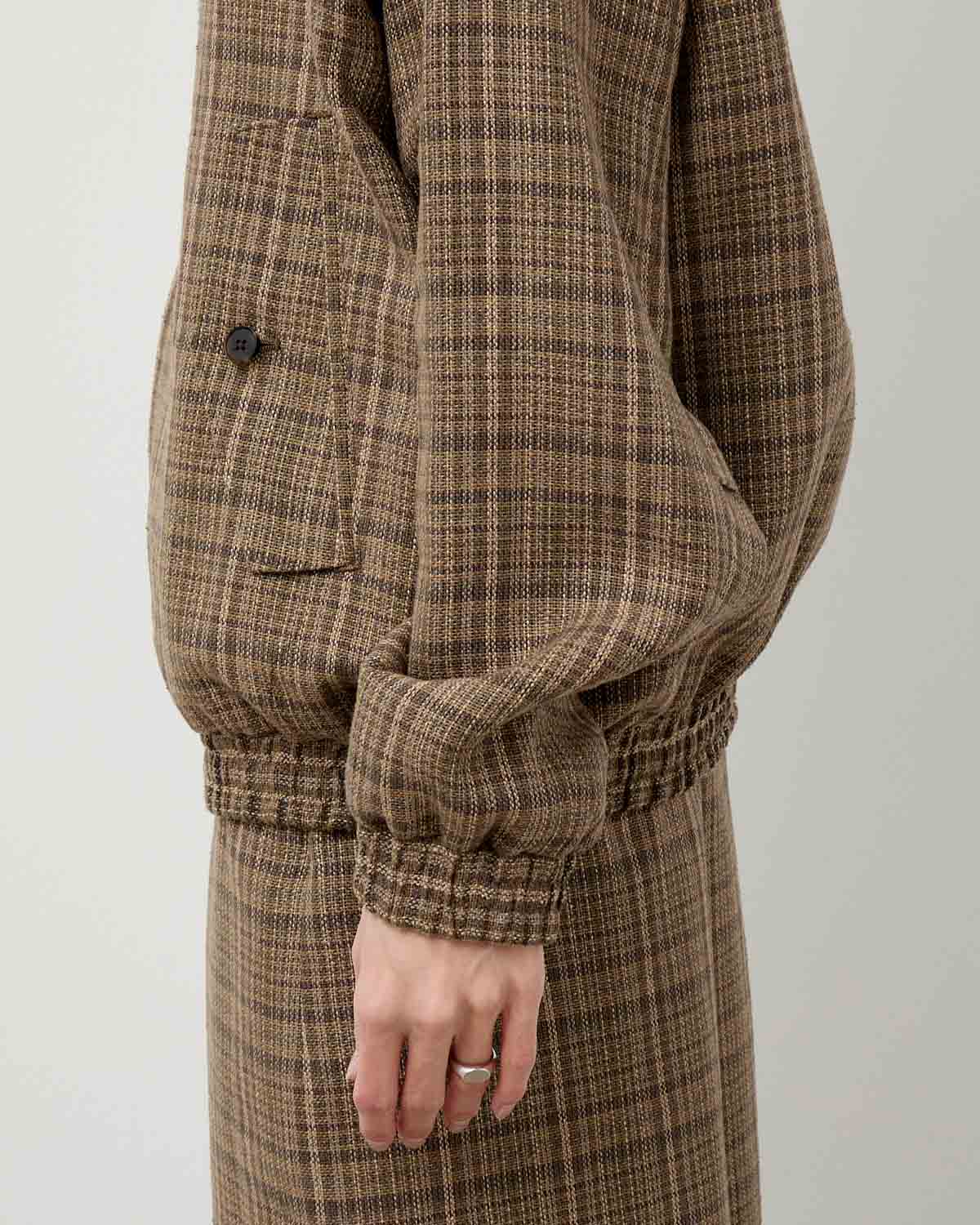 SILK LINEN NEP CHECK ZIP BLOUSON (WOMEN'S)