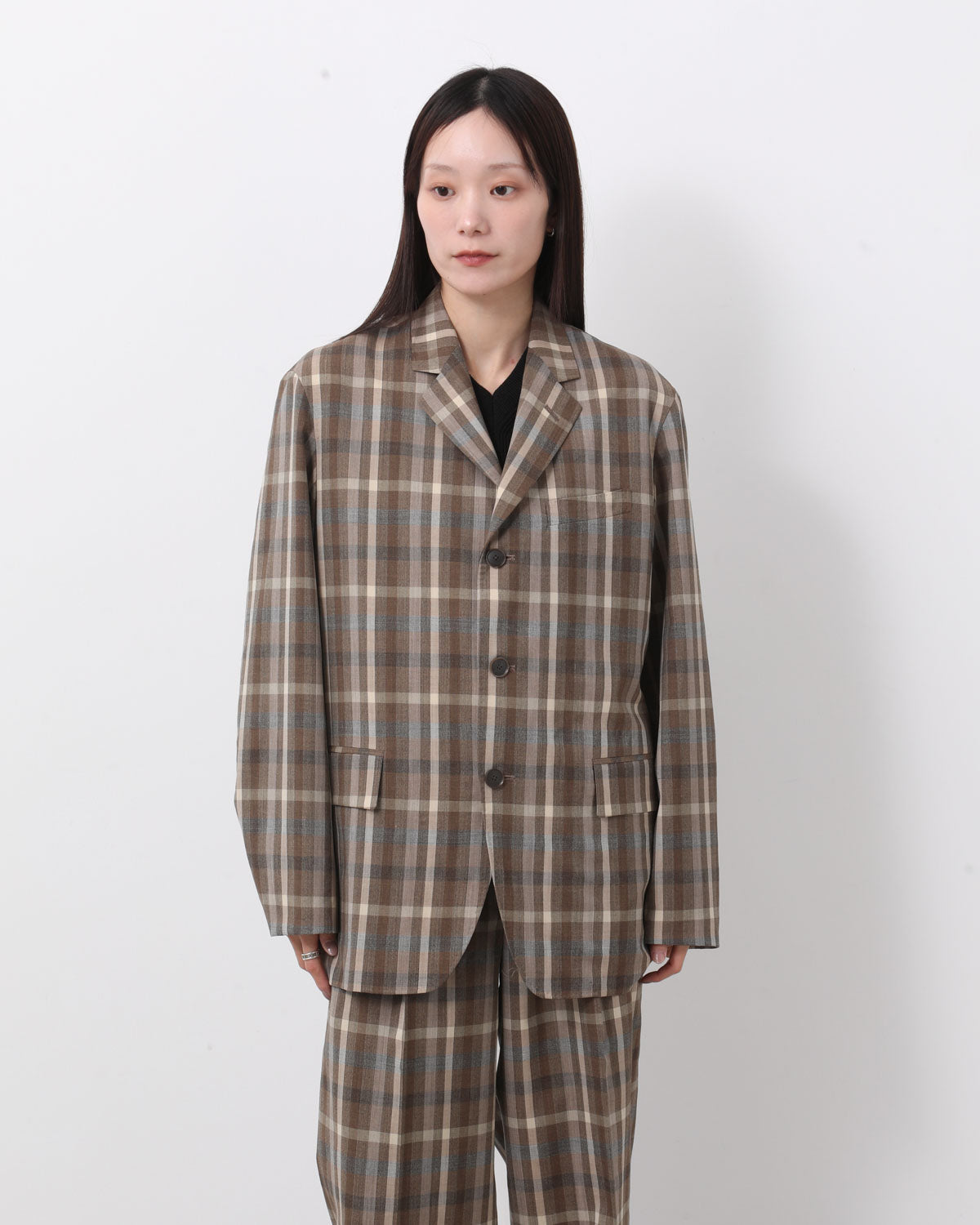 SUPER FINE TROPICAL WOOL CHECK JACKET (WOMEN'S)