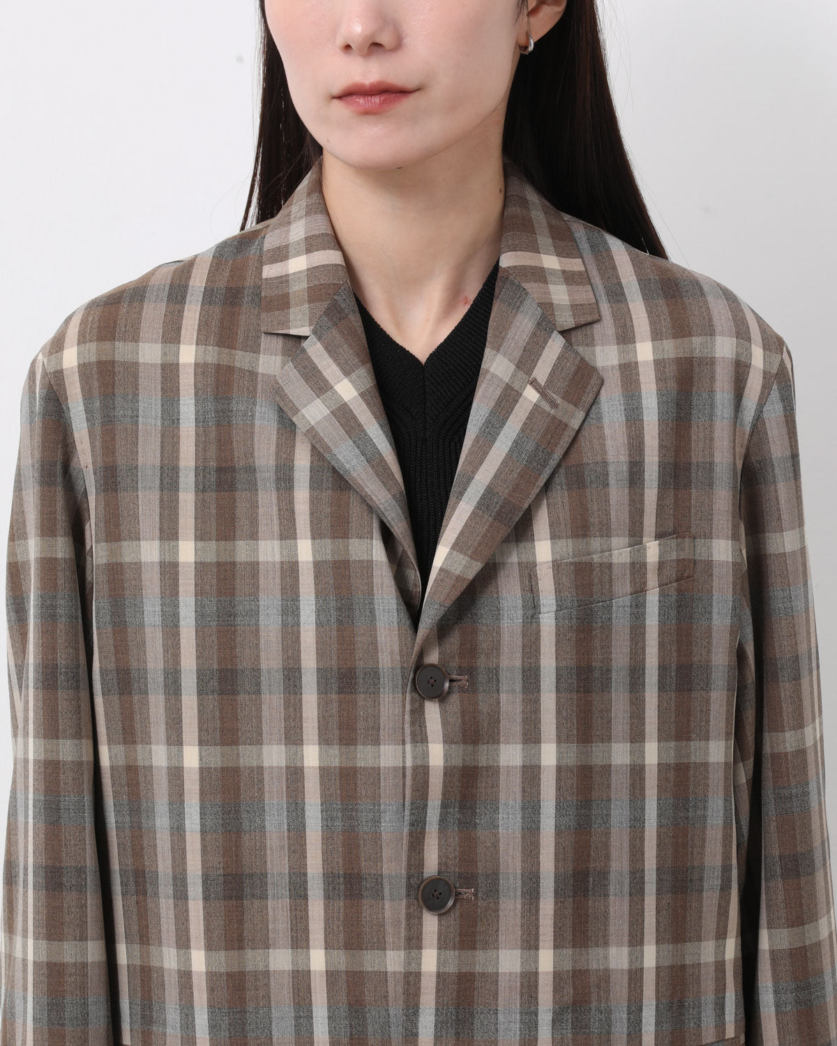 SUPER FINE TROPICAL WOOL CHECK JACKET (WOMEN'S)