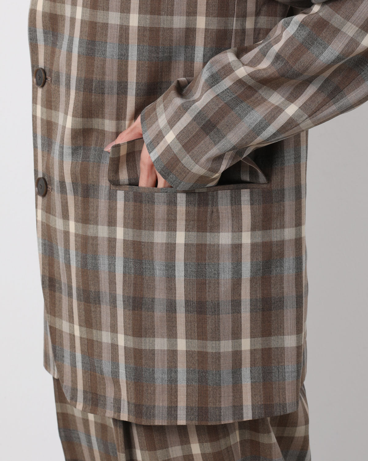 SUPER FINE TROPICAL WOOL CHECK JACKET (WOMEN'S)