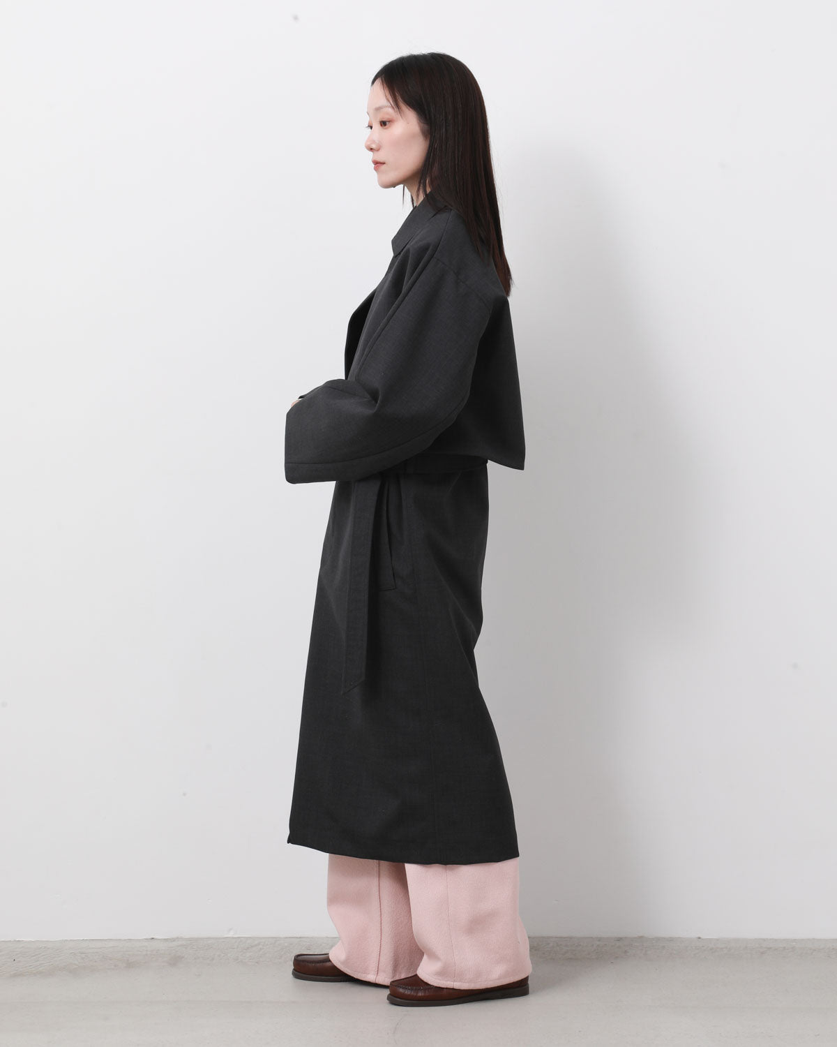 BONDED TROPICAL WOOL LAYERED SOUTIEN COLLAR COAT (WOMEN'S)