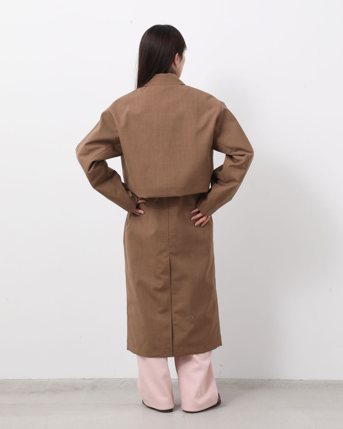 BONDED TROPICAL WOOL LAYERED SOUTIEN COLLAR COAT (WOMEN'S)