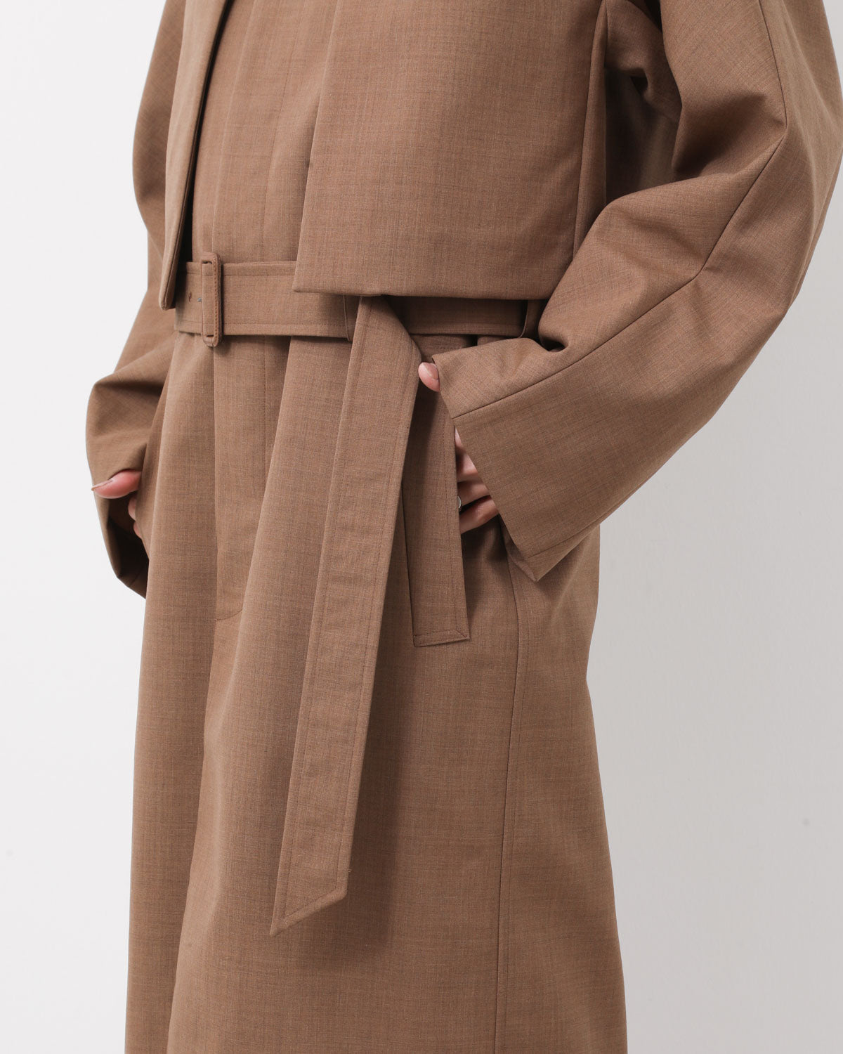 BONDED TROPICAL WOOL LAYERED SOUTIEN COLLAR COAT (WOMEN'S)