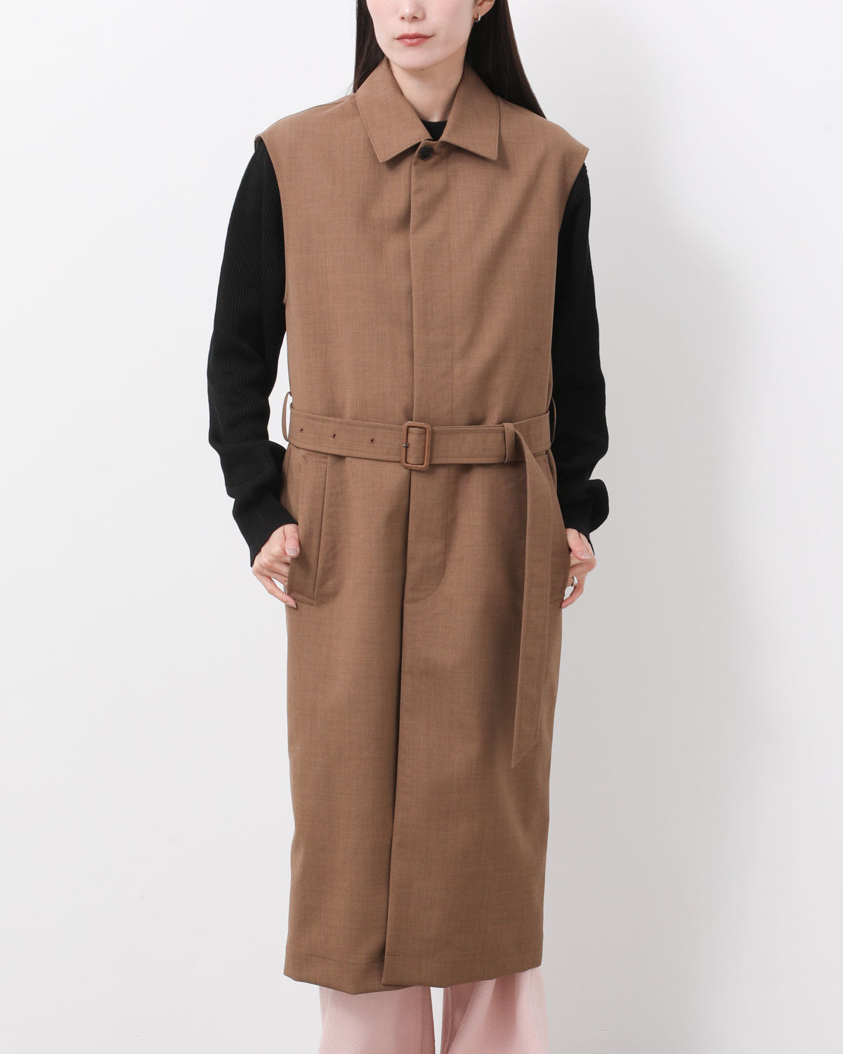 BONDED TROPICAL WOOL LAYERED SOUTIEN COLLAR COAT (WOMEN'S)