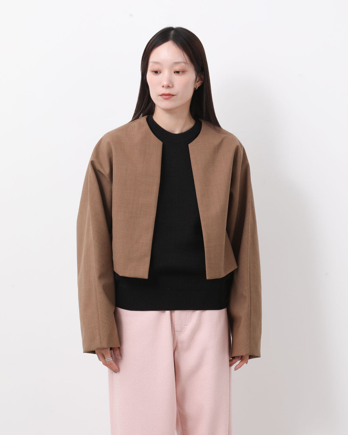 BONDED TROPICAL WOOL LAYERED SOUTIEN COLLAR COAT (WOMEN'S)