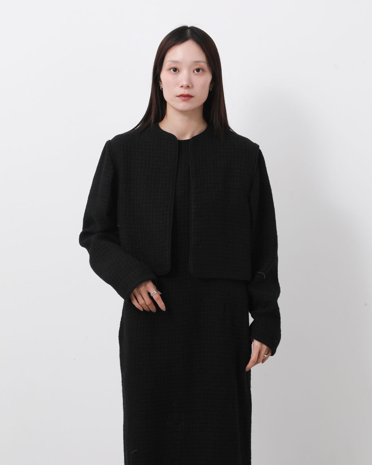 HOMESPUN TWEED ROUND NECK BLOUSON